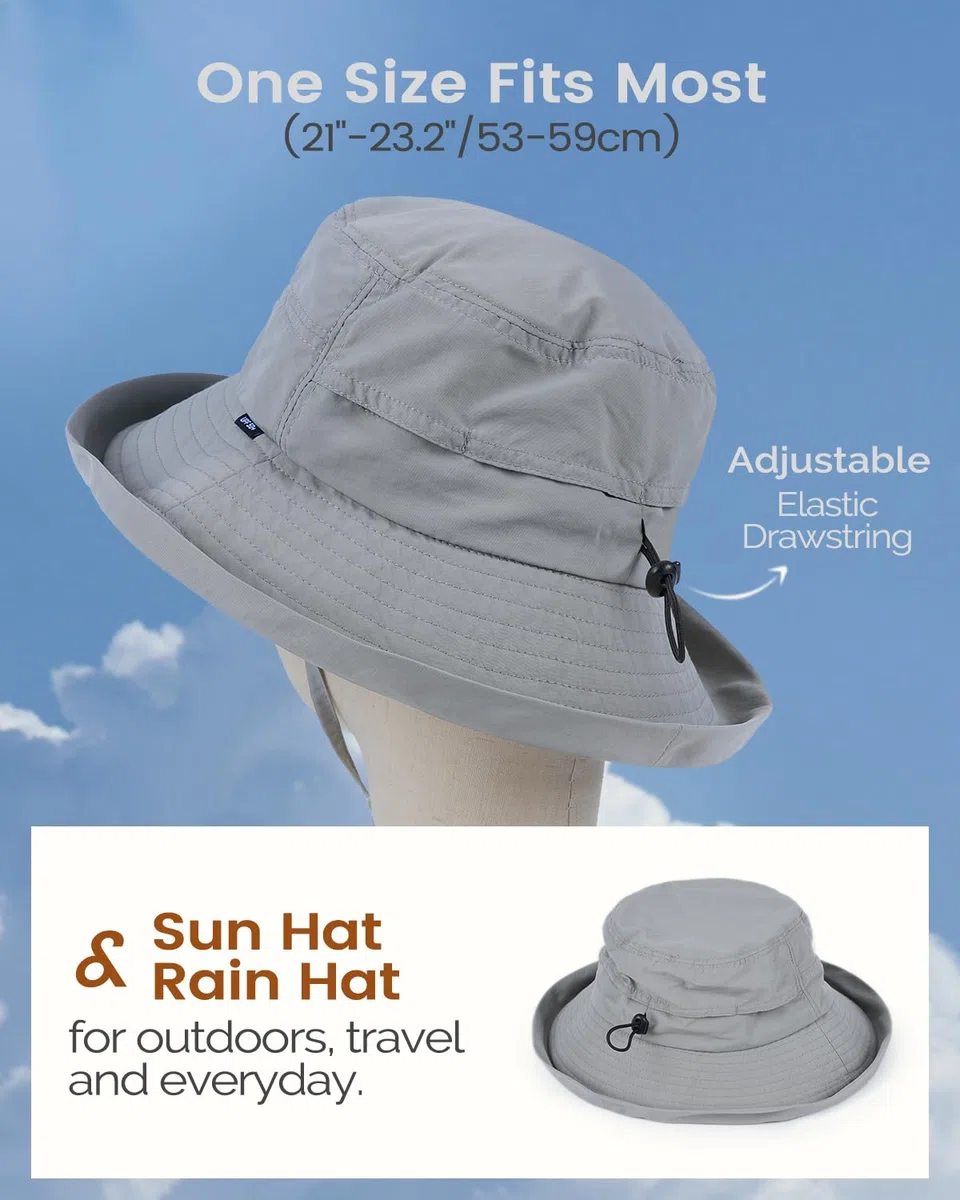 Creekstone Cappello da pioggia impermeabile da donna, UPF50+, a tesa larga, pieghevole, leggero, per escursioni e viaggi all'aperto