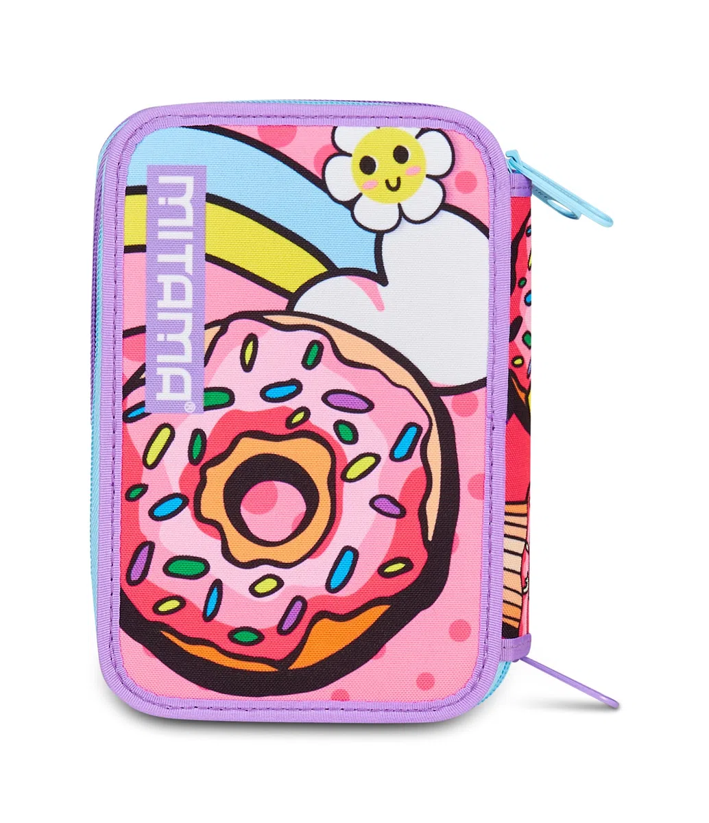 Mitama Astuccio Scuola 3 Scomparti, TRIPLO DAISYPOP, Contenuto 47 pz, Completo di Matite, Pennarelli, Portapenne Scuola Elementare Bambina