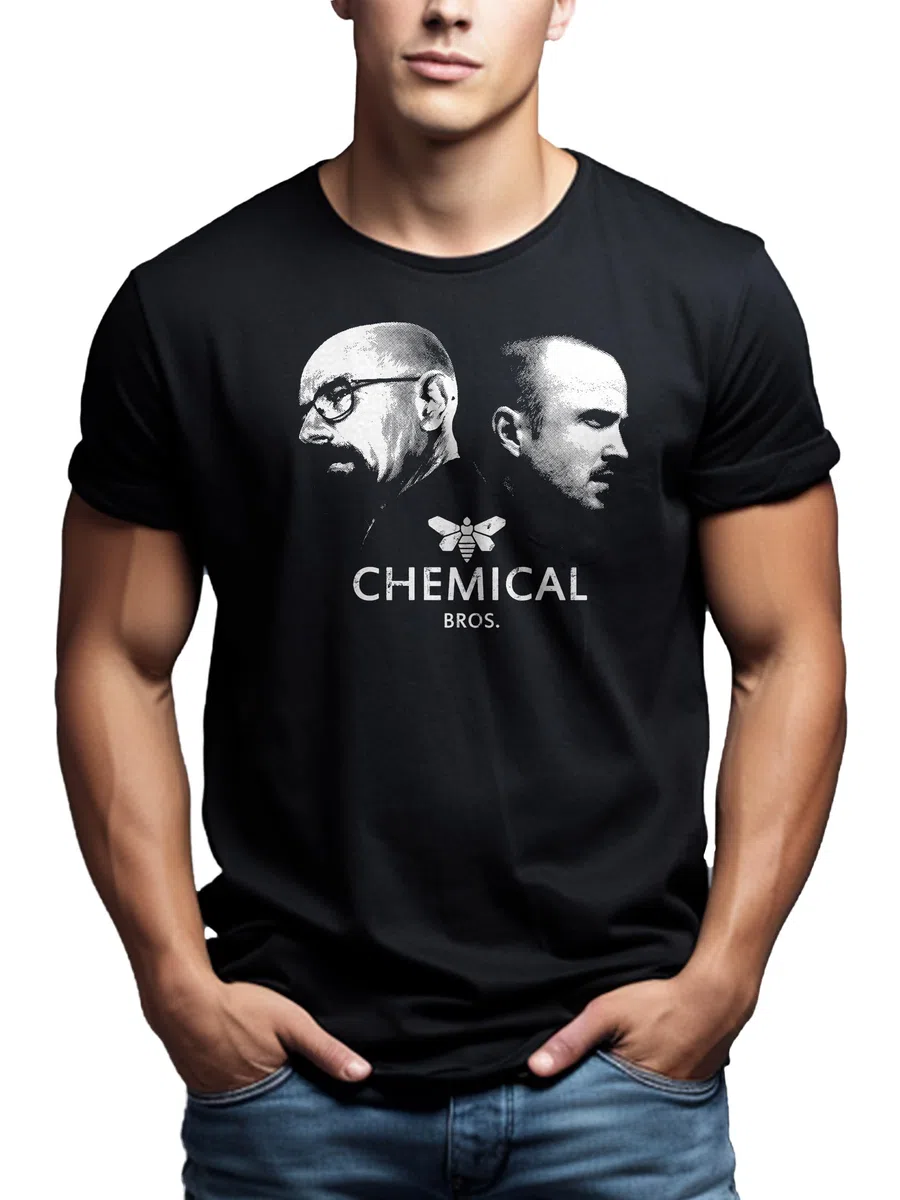 MAKAYA Maglietta Chemical Bros - T-Shirt Heisenberg e Pinkman Uomo Nera