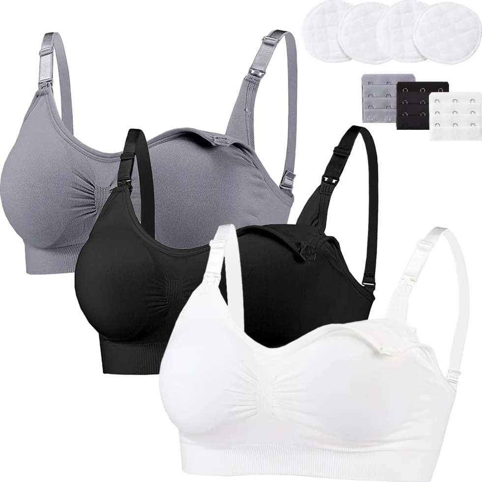 Bysion Reggiseno Allattamento Donna Reggiseno Senza Ferretto e Senza Cuciture Reggiseno per Gravidanza e Allattamento Comodo Reggiseno con Estensioni Extra del per Il Sonno Notturno