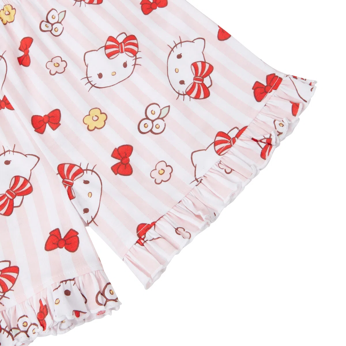 Hello Kitty Pigiama Corto da Ragazza con Maniche a Balze 100% Cotone, Rosa