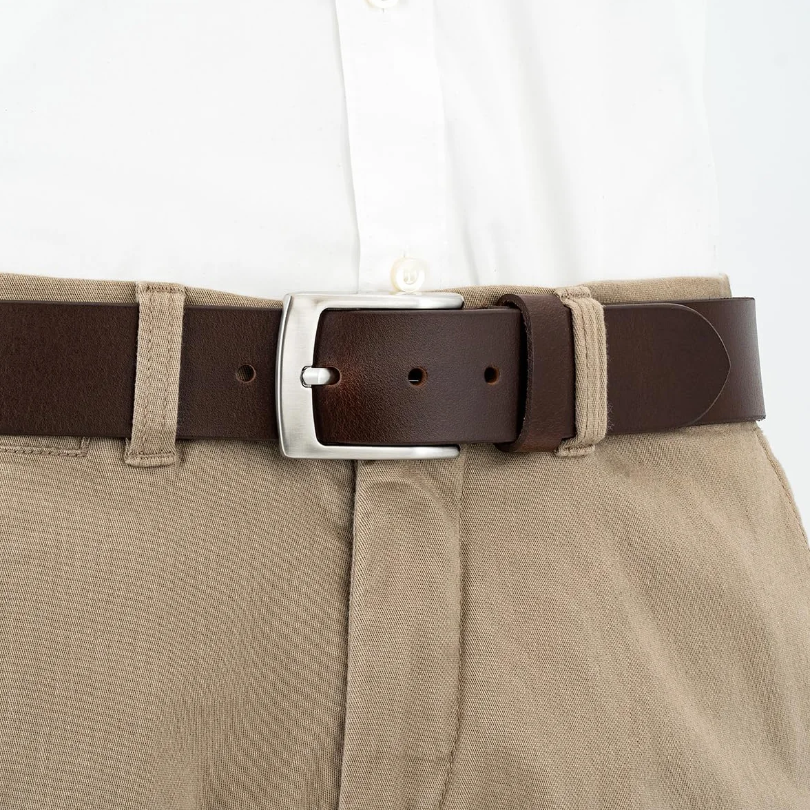 Lindenmann cintura uomo cintura in pelle di bufalo, 40 mm di larghezza e 3,5 mm - 4 mm di spessore, accorciabile, cintura, cintura in pelle, cintura jeans, XL, nero/marrone