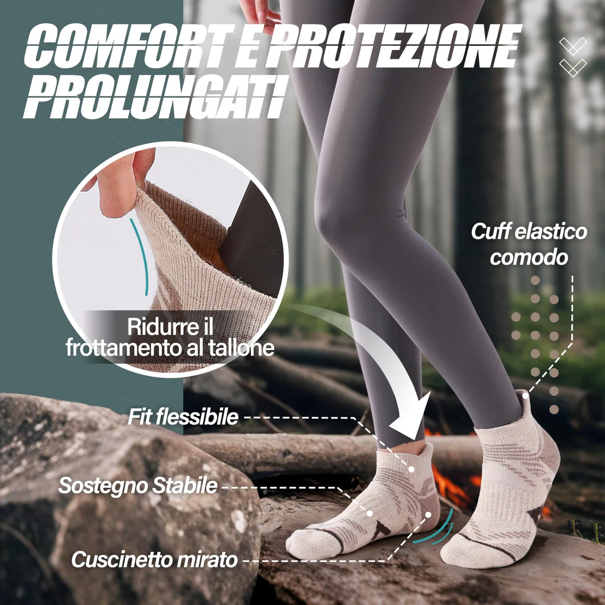 ANTSANG 6 Paia Calzini Lana Merino Caviglia Trekking Corsa Spessi Imbottiti Traspiranti Uomo Donna