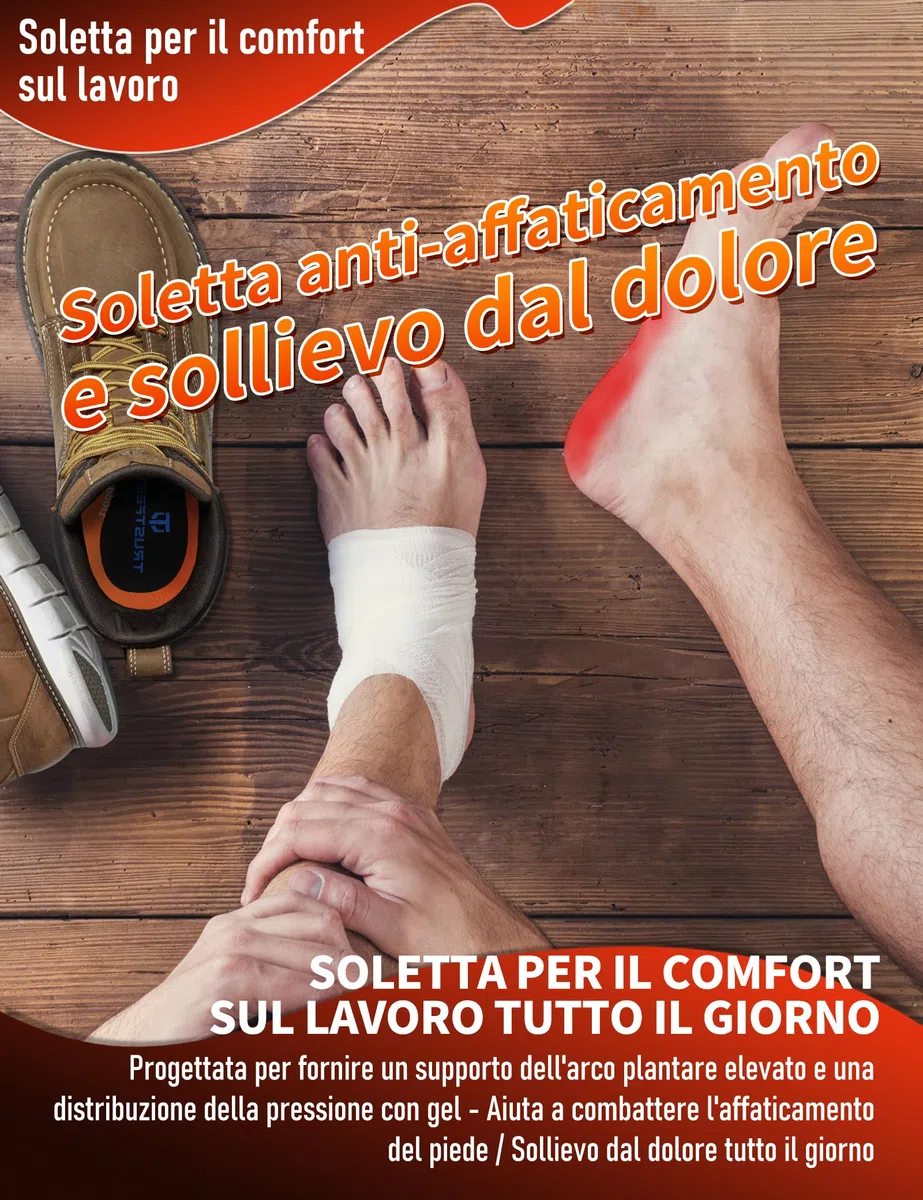 Trustfeet Solette da lavoro per stare in piedi tutto il giorno, resistenti solette ortopediche da lavoro per alleviare l'affaticamento del piede, fascite plantare, supporto per arco plantare da-M