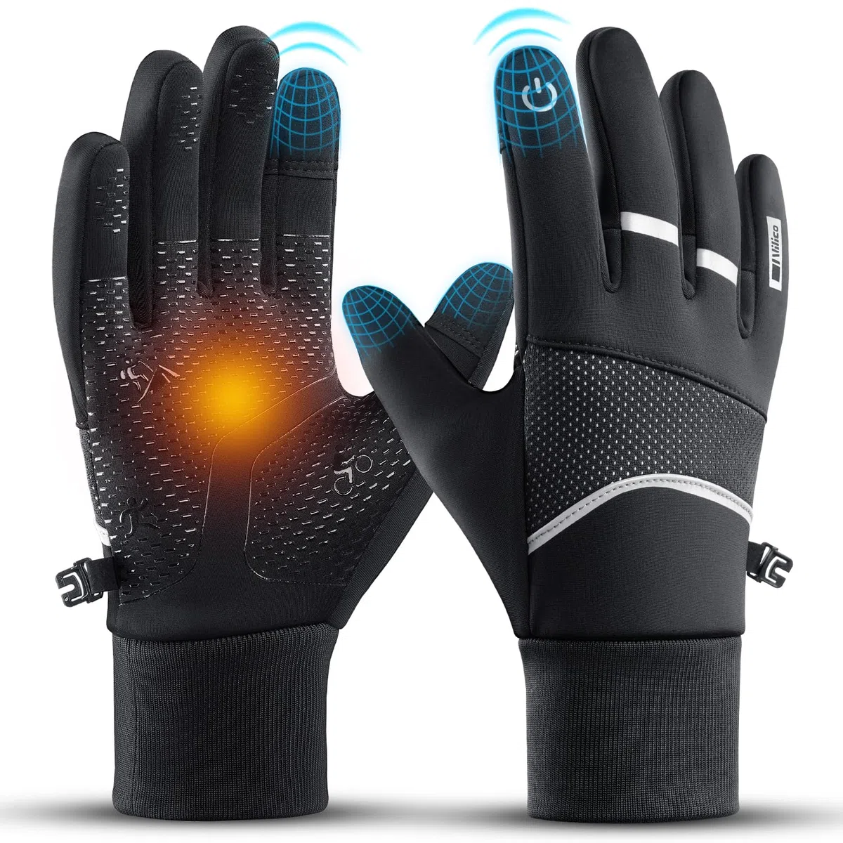 Vilico Guanti Invernali Termici Donna,Guanti Ciclismo Invernali Uomo,Guanti Moto Donna Invernali,Cálidos e Antiscivolo Touch,Utilizzati per Biciclette,Corsa