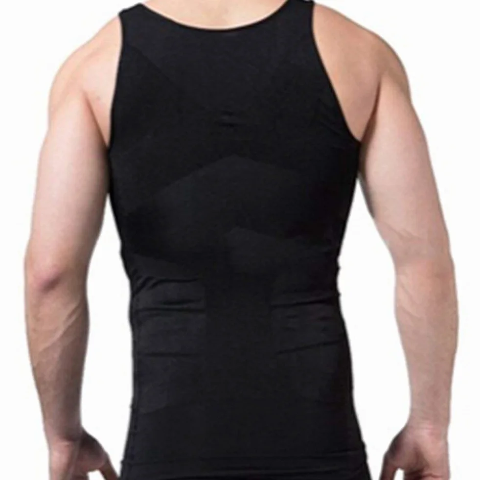 WannGe Mens Che dimagrisce la Camicia della Maglia dello Shaper del Corpo, carro Armato, Confezione da 2 – Nero e Bianco., M