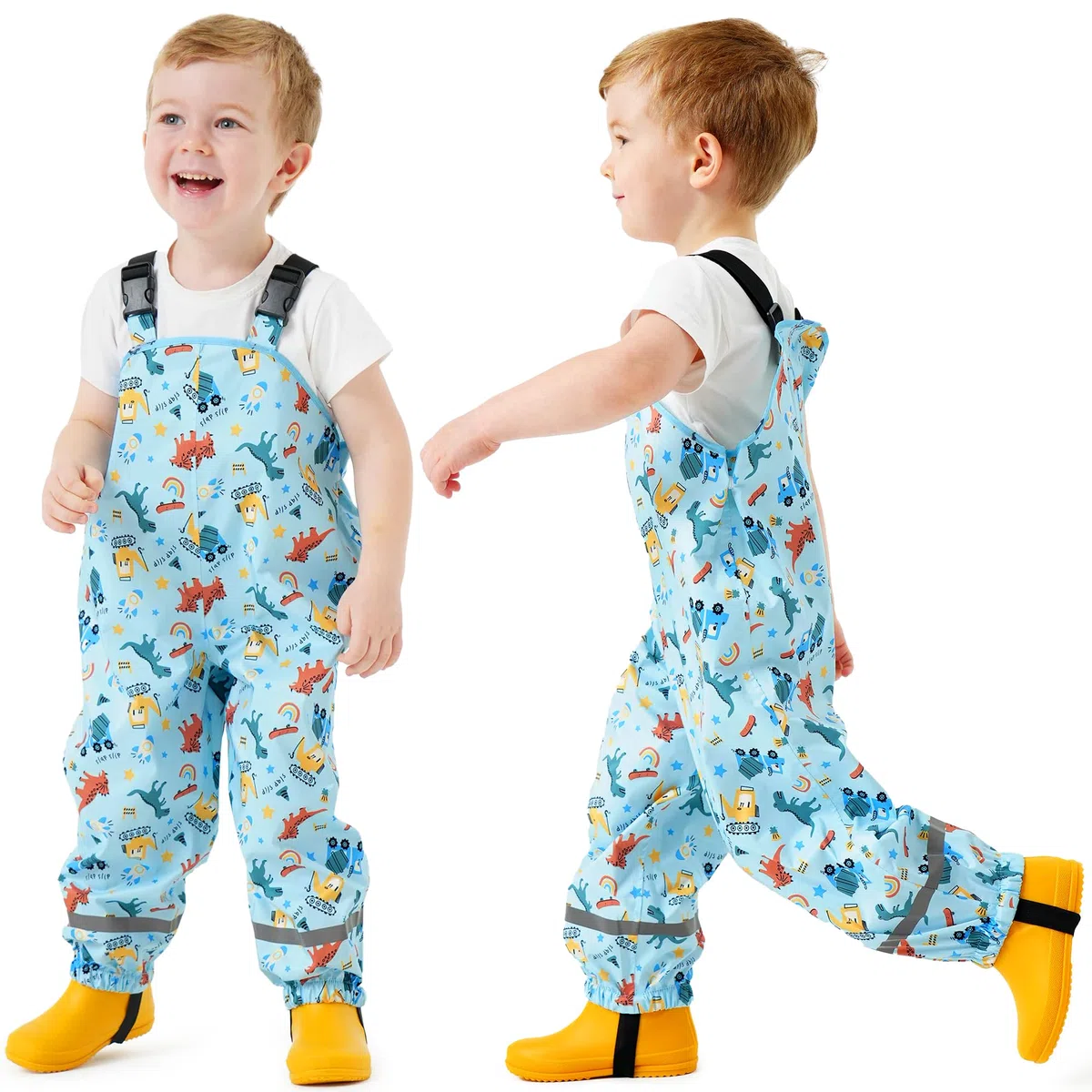 Pantaloni Impermeabili Bambino Bambina Pantaloni Pioggia Leggero Traspirante Salopette Antipioggia Antivento Pantaloni Fango Riflettente per Ragazzi Ragazze 2-7 Anni, 86-140