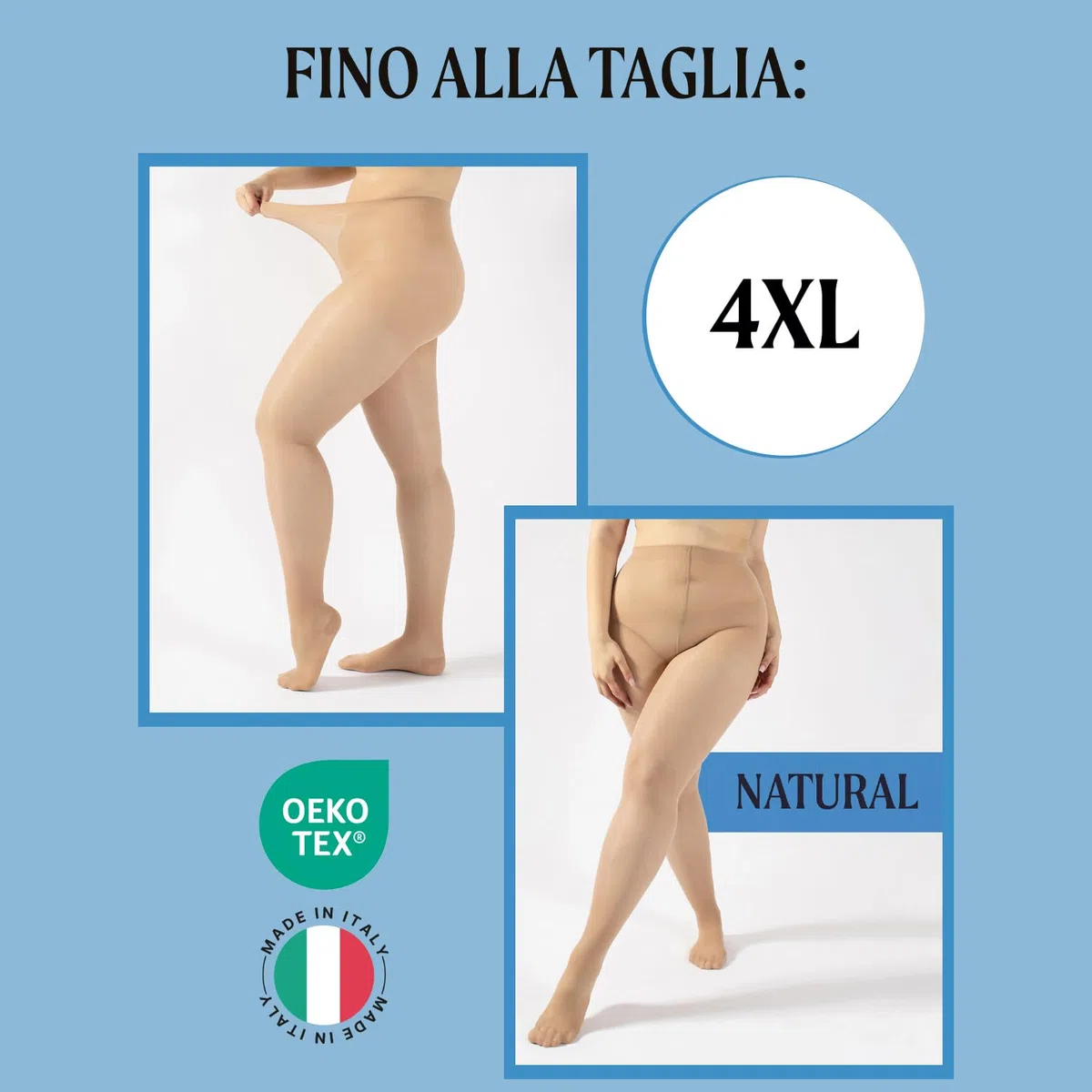 CALZITALY Collant Riposante, Compressione Forte 10mm/Hg, 70 DEN, S, M, L, XL, XXL, 3XL, 4XL, Made in Italy