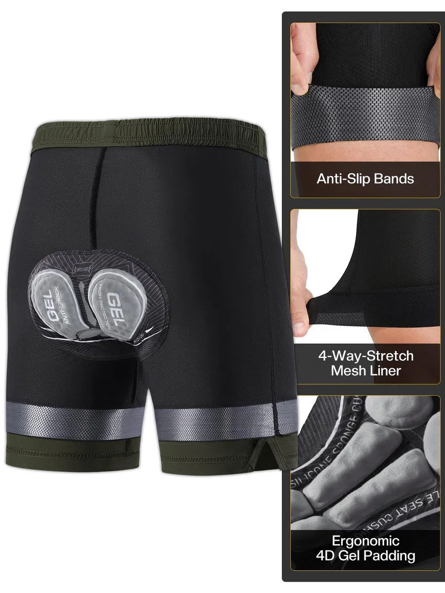 ARSUXEO Pantaloncini da Ciclismo da Uomo Pantaloncini da Mountain Bike Imbottiti e Larghi 2506