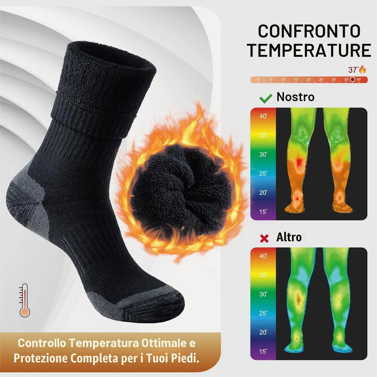 Niorasen Calze Invernali Termiche da Uomo e Donna, Calze Invernali da Trekking in Lana Merino, Calzini Traspiranti, Calze Sportivi per Ciclismo, Trail Running, Sci, Calze Lavoro, 3 Paia
