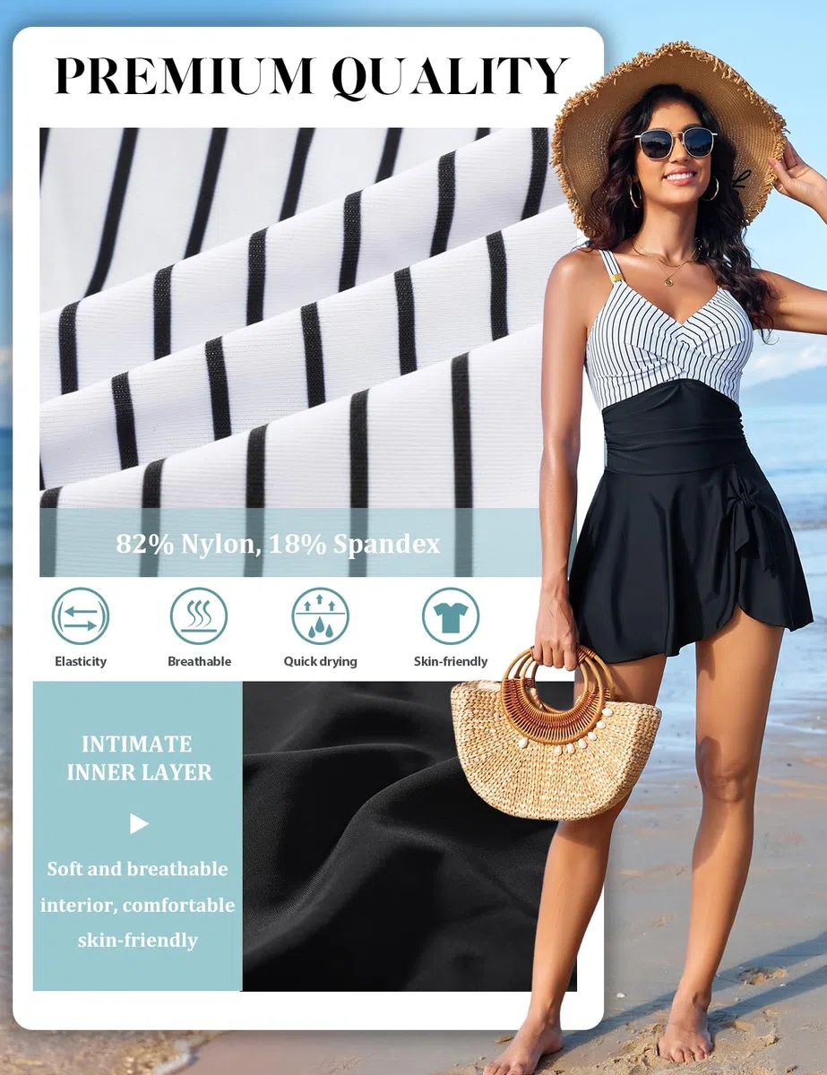 Costume Intero Donna Contenitivo Push Up Swimsuit Curvy Colllo a V con Spalline Regolabili Mare Spiaggia Swimwear