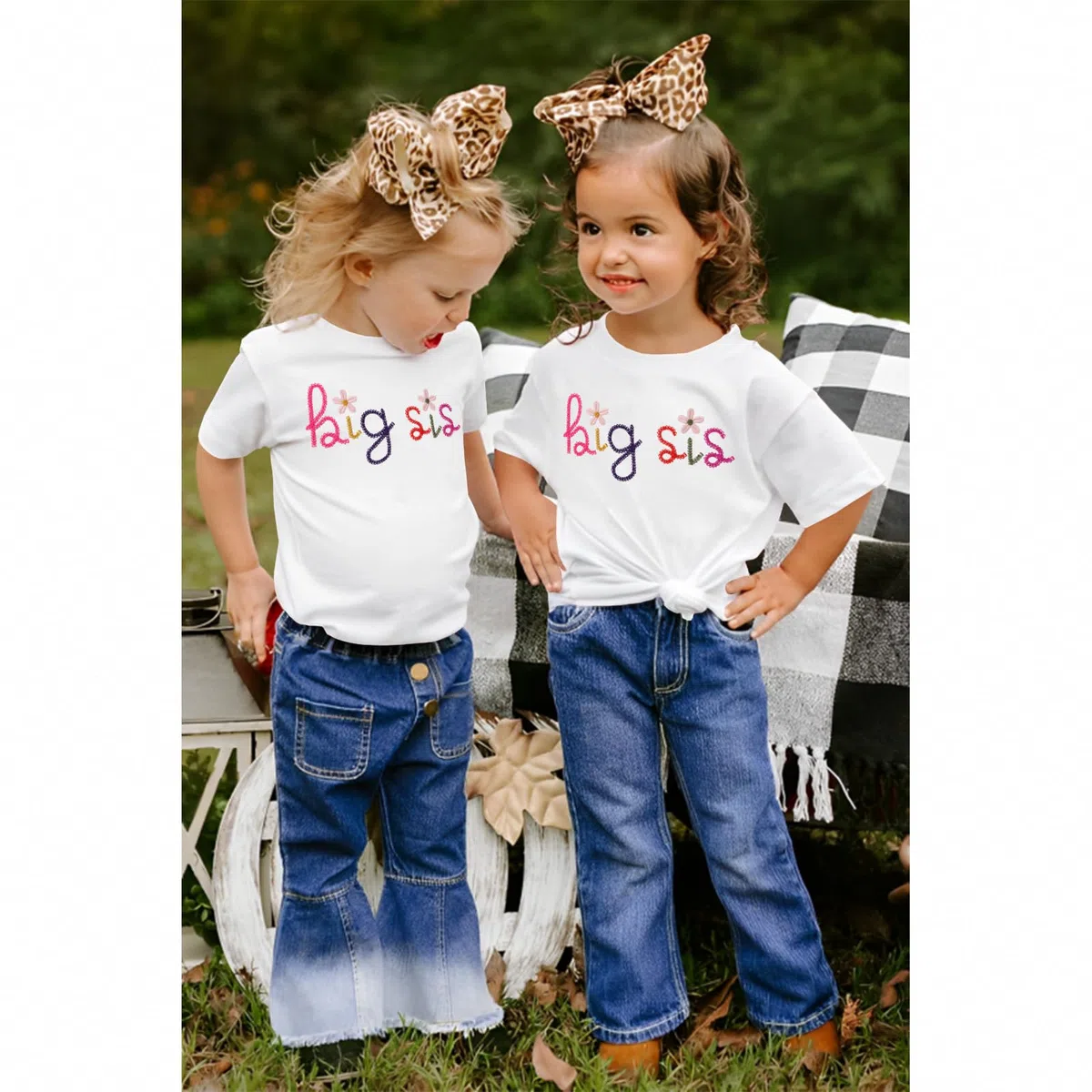 Big Sister Shirt Baby Annuncio per ragazze Tshirt con Big Sis Ricamo Bambino Promosso a Grande Sorella T-Shirt Dolce Ricamata Cotone Top Estate Manica Corta Camicie
