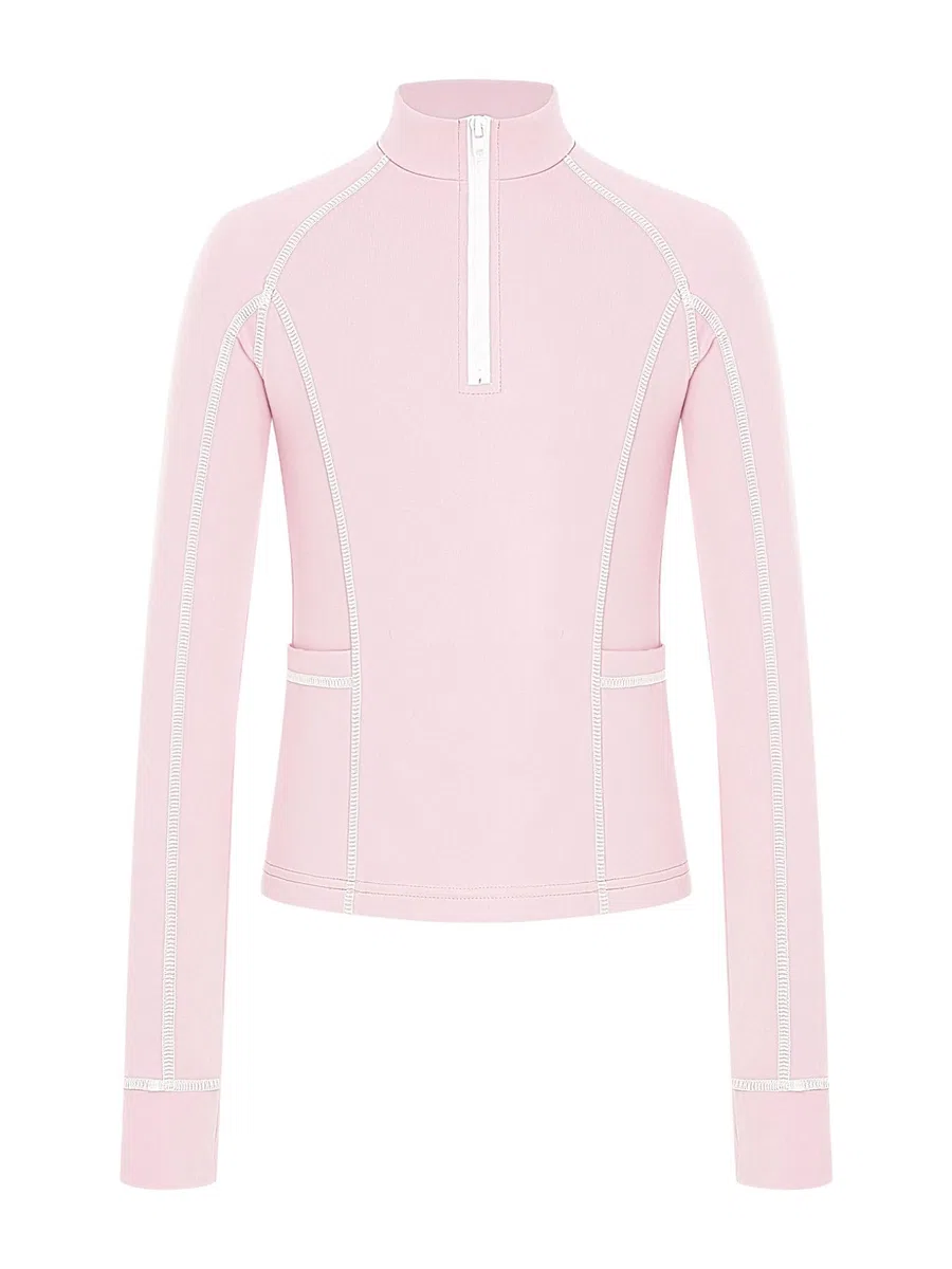 Freebily Maglietta Sportiva da Equitazione Bambina Top Equestre Maniche Lunghe Maglia da Torneo Collo Alto T-Shirt Concorso Camicie da Spettacolo Equestre