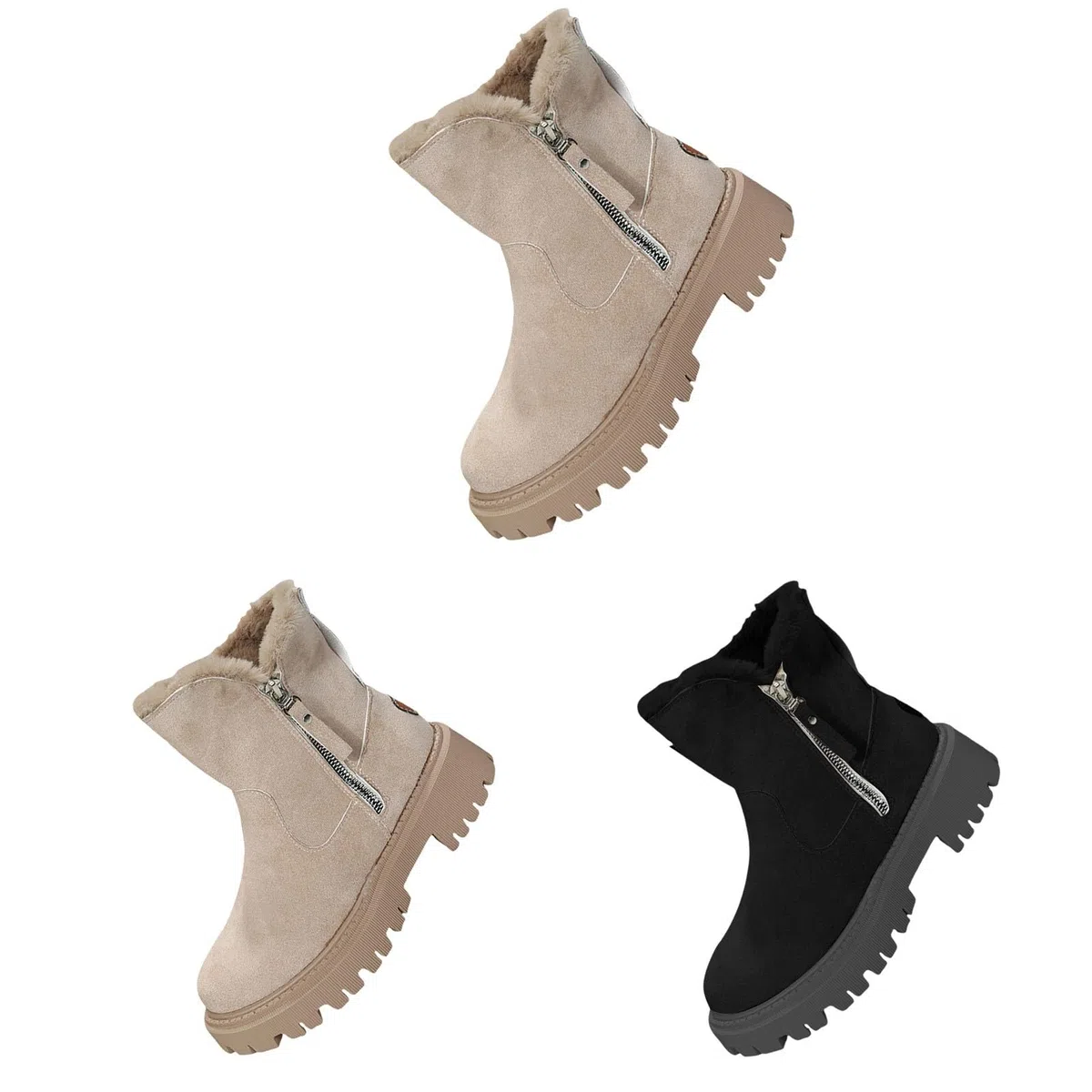 Stivali invernali da donna, imbottiti, per attività all'aperto, caldi, antiscivolo, con chiusura a strappo laterale, eleganti, in cotone, classici stivali corti