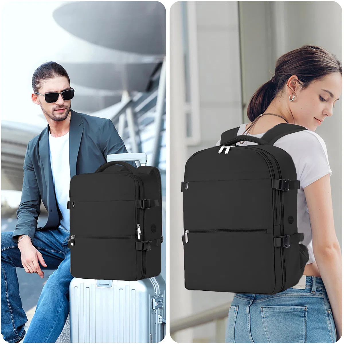 WOUIYO Zaino Easyjet 45x36x20, Bagaglio a Mano per Easyjet 30L Borsa da Cabina per Uomo e Donna, Zaino da Viaggio Aereo con Impermeabile Antifurto per Laptop da 15.6 Pollici