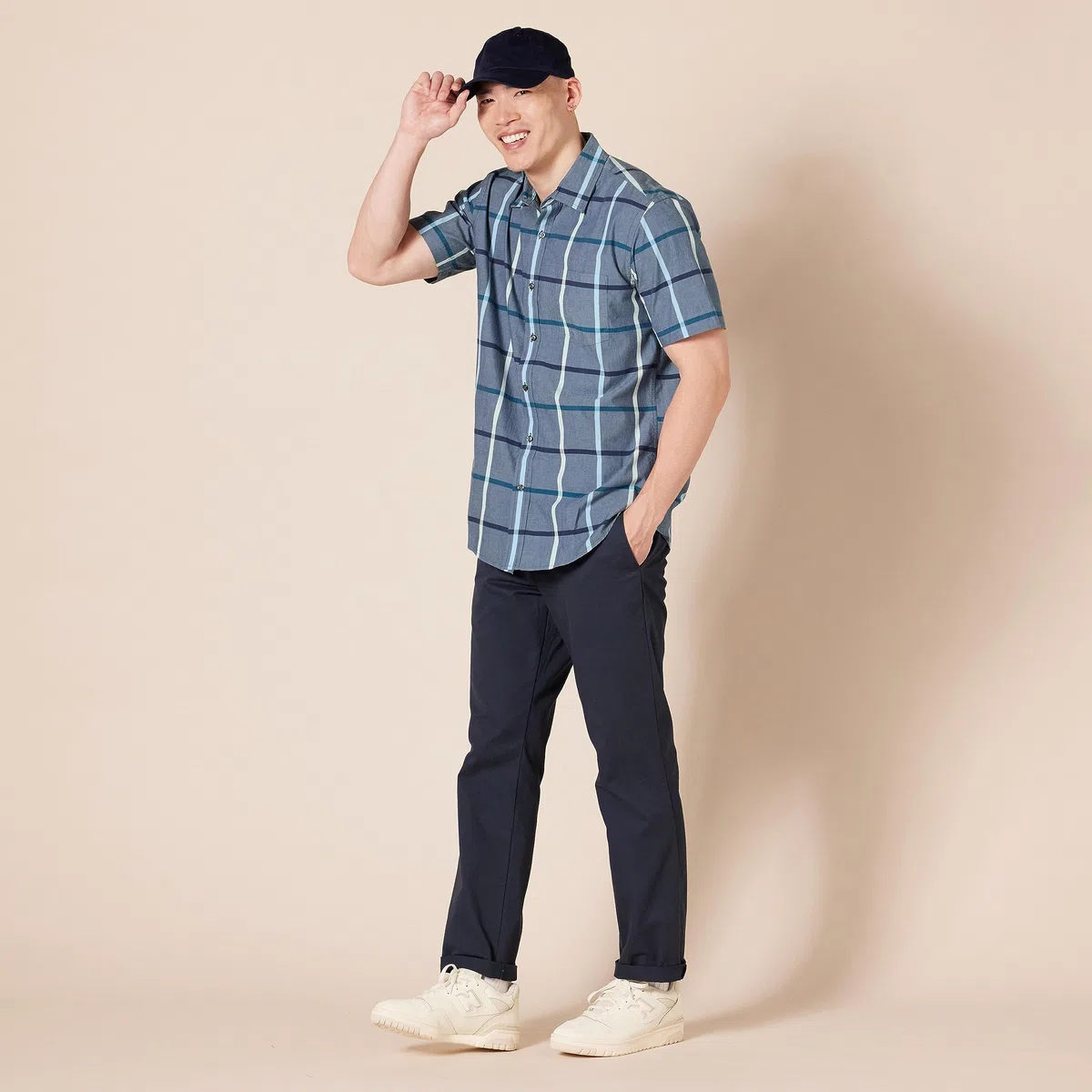 Amazon Essentials Uomo Camicia in Popeline a Maniche Corte Regular Fit