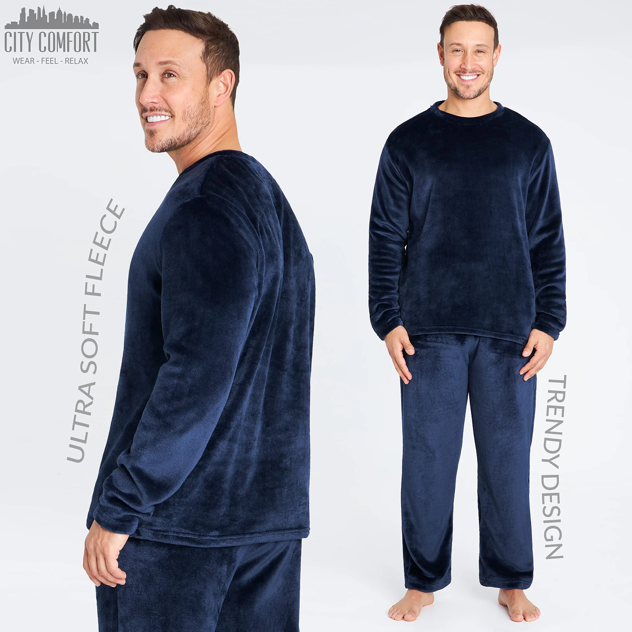 CityComfort Pigiama Uomo Set, 2 Pz Set Pile Abbigliamento da Casa - Regalo Uomo