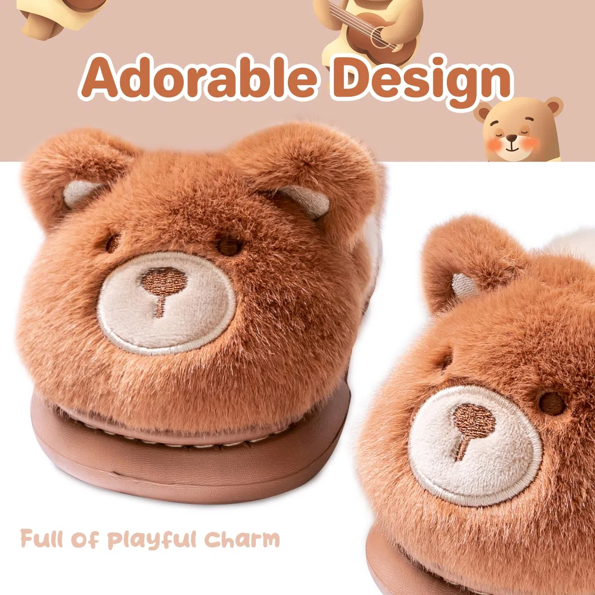 DRECAGE Pantofole per Bambino e Bambina Invernali, Calde Ciabatte in Peluche da Casa con Design Cartone Animato Ragazzi Ragazze