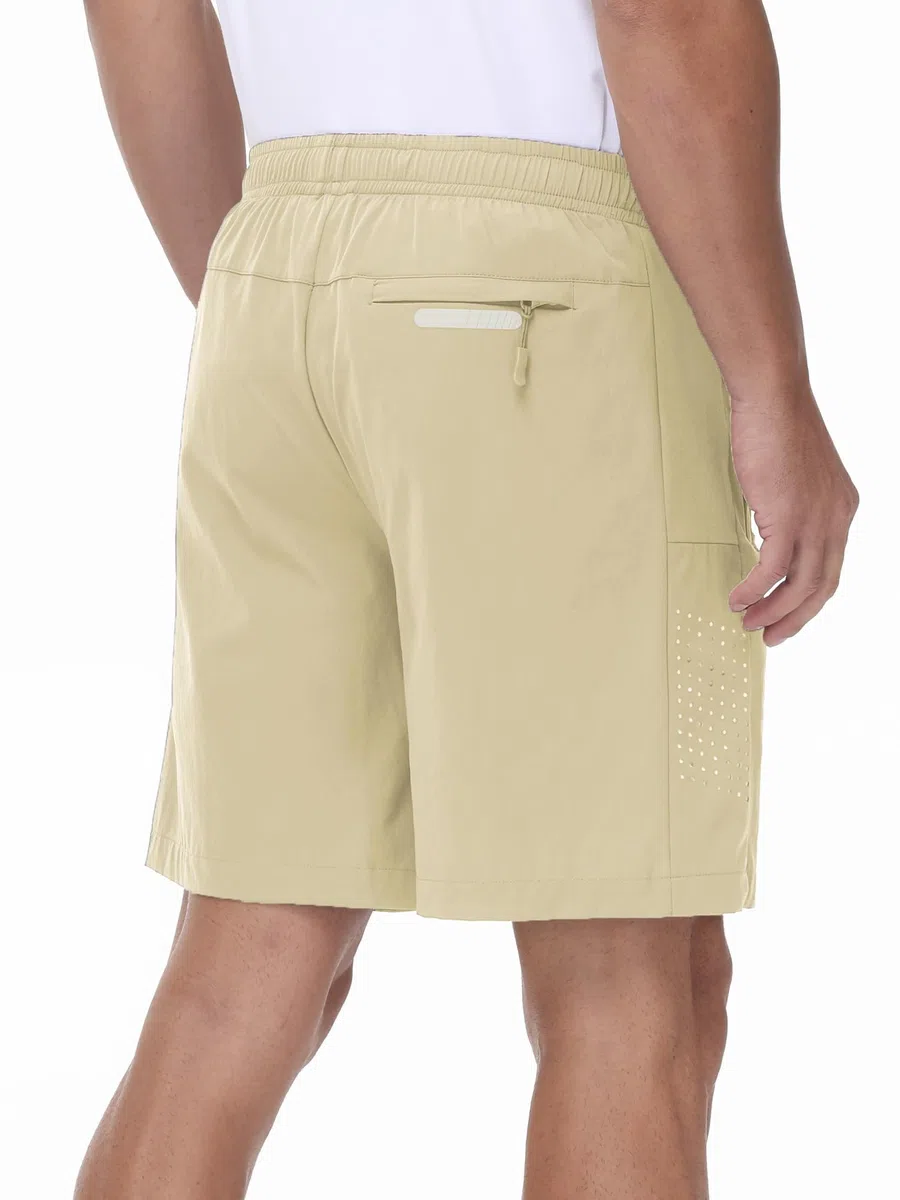 Pantaloncini Sportivi Uomo 8 Pollici con Tasca Zip - Tessuto Tecnico Asciugatura Rapida per Corsa, Palestra, Camminata Casual e Basket Leggero - Short Allenamento Traspirante