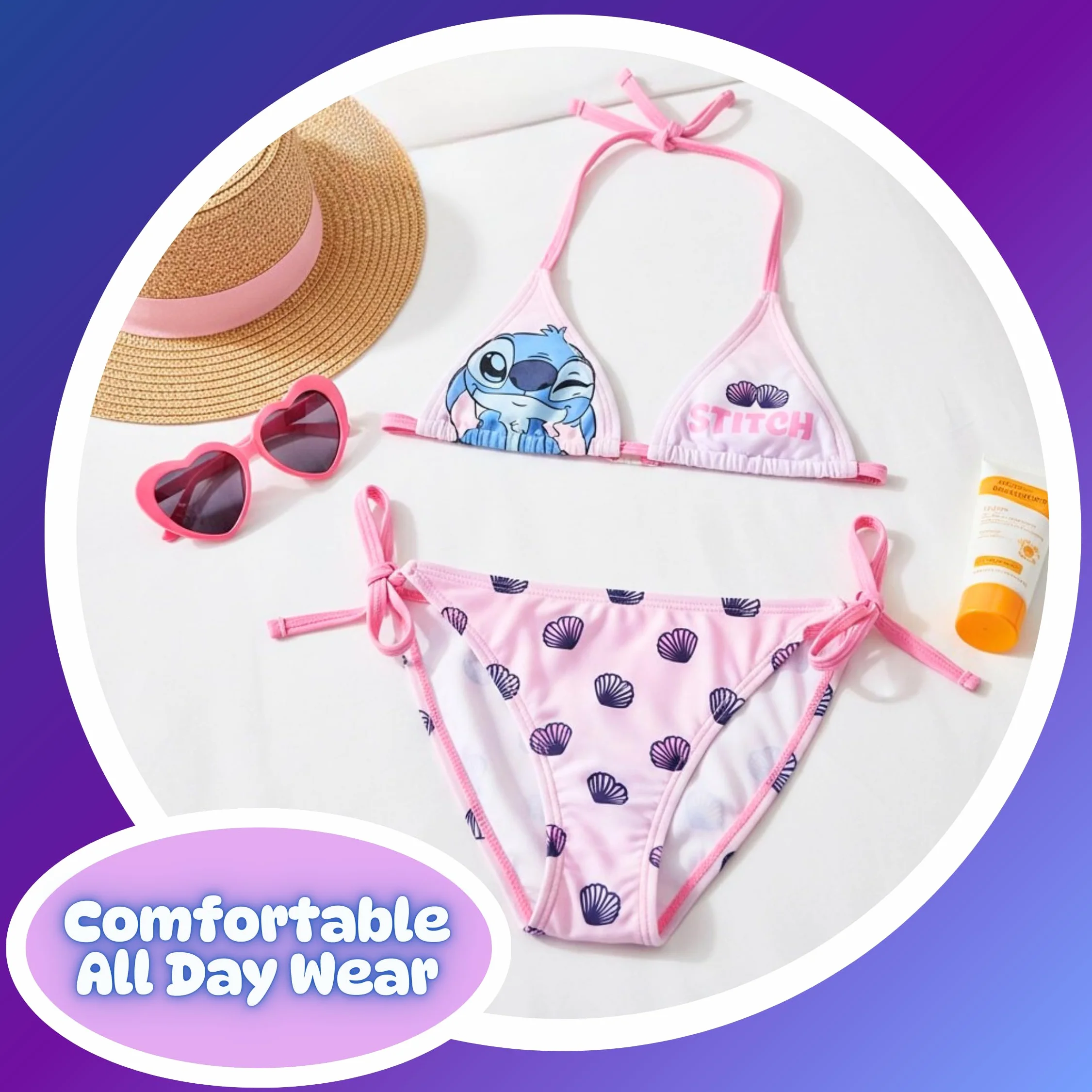 Disney Stitch Bikini per Ragazze, Costume da Bagno Due Pezzi per Bambine, Taglie 6 ai 12 Anni
