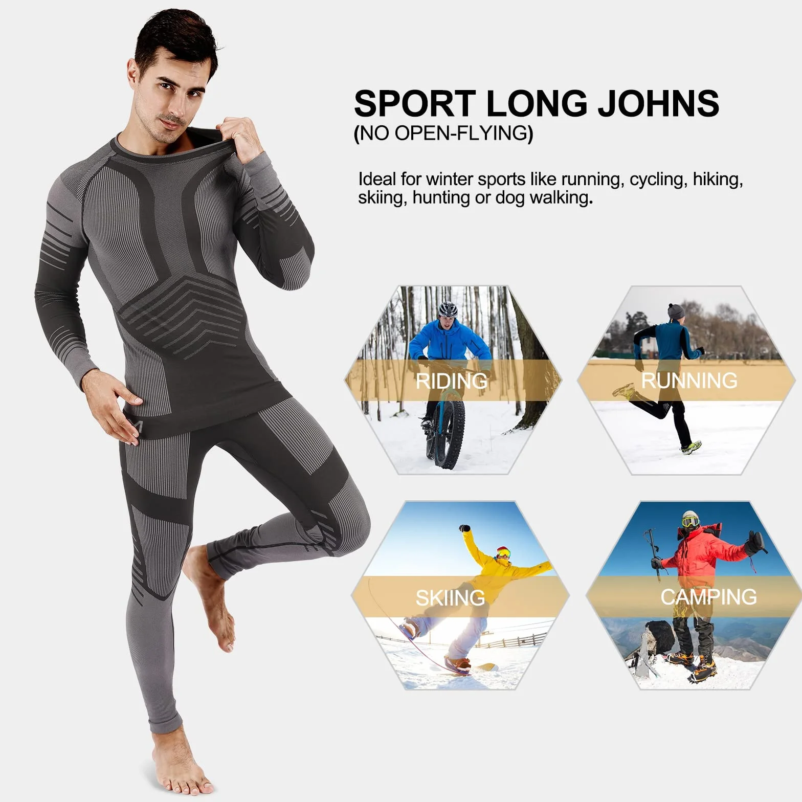 MEETYOO Biancheria Intima Termica Uomo, Intimo Termico Invernale Maglia Termici Pantaloni Base Layer per Sci Corsa Ciclismo