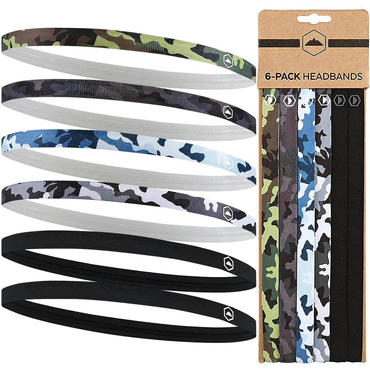 Tough Headwear Fascia Capelli Uomo Donna - Fasce Capelli Sport - Set di 6 Fascette Sportive Elastiche - Sottili Assorbenti e Antiscivolo - Fasce Running Workout e Allenamento in Palestra