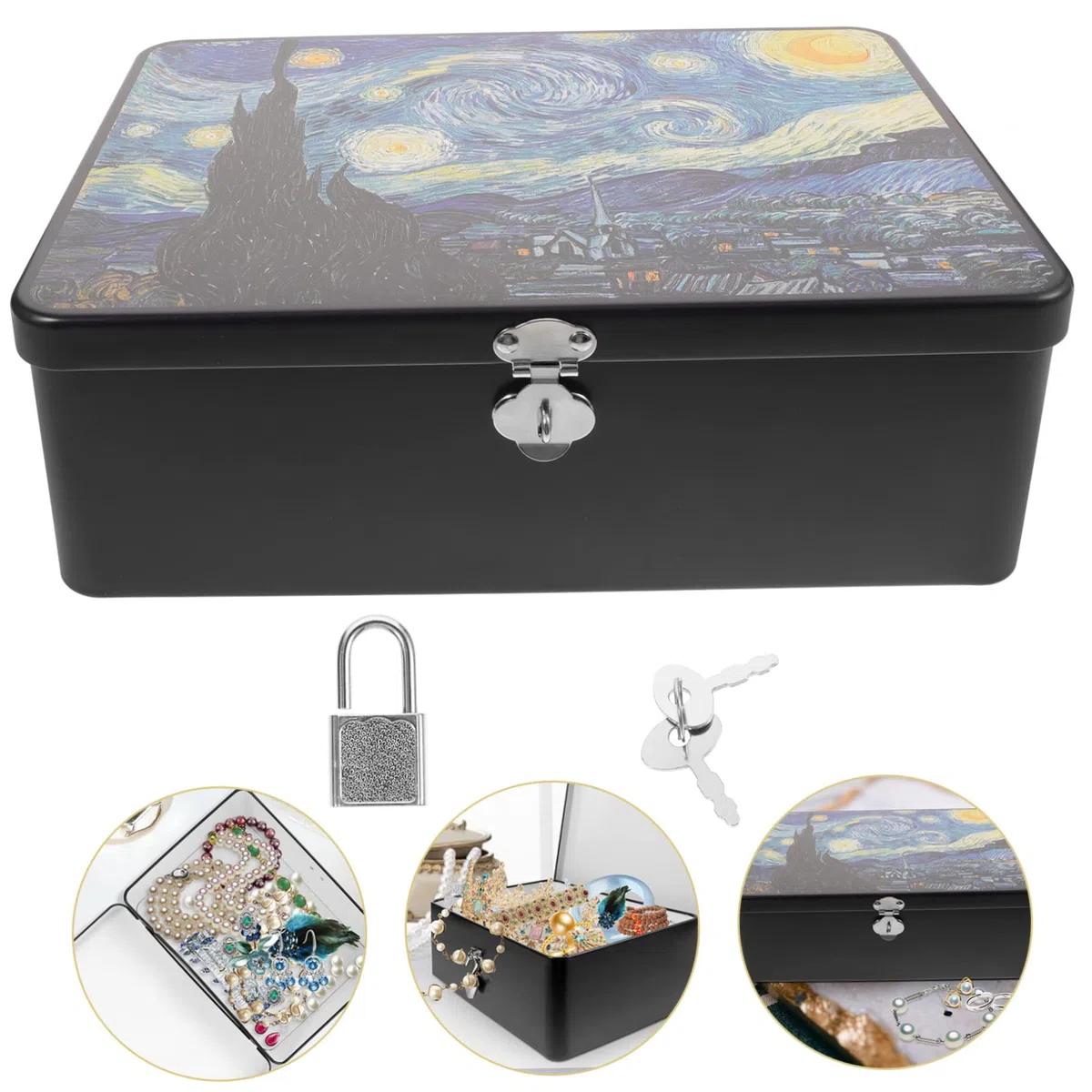 Zerodeko Scatola Può Casa Rettangoli Caso Gioielli Scrigno Organizzatore Blocco Lettera Lucchetto Decorativo Tè Tarocchi Scatola Biscotto Stile Contenitore Di