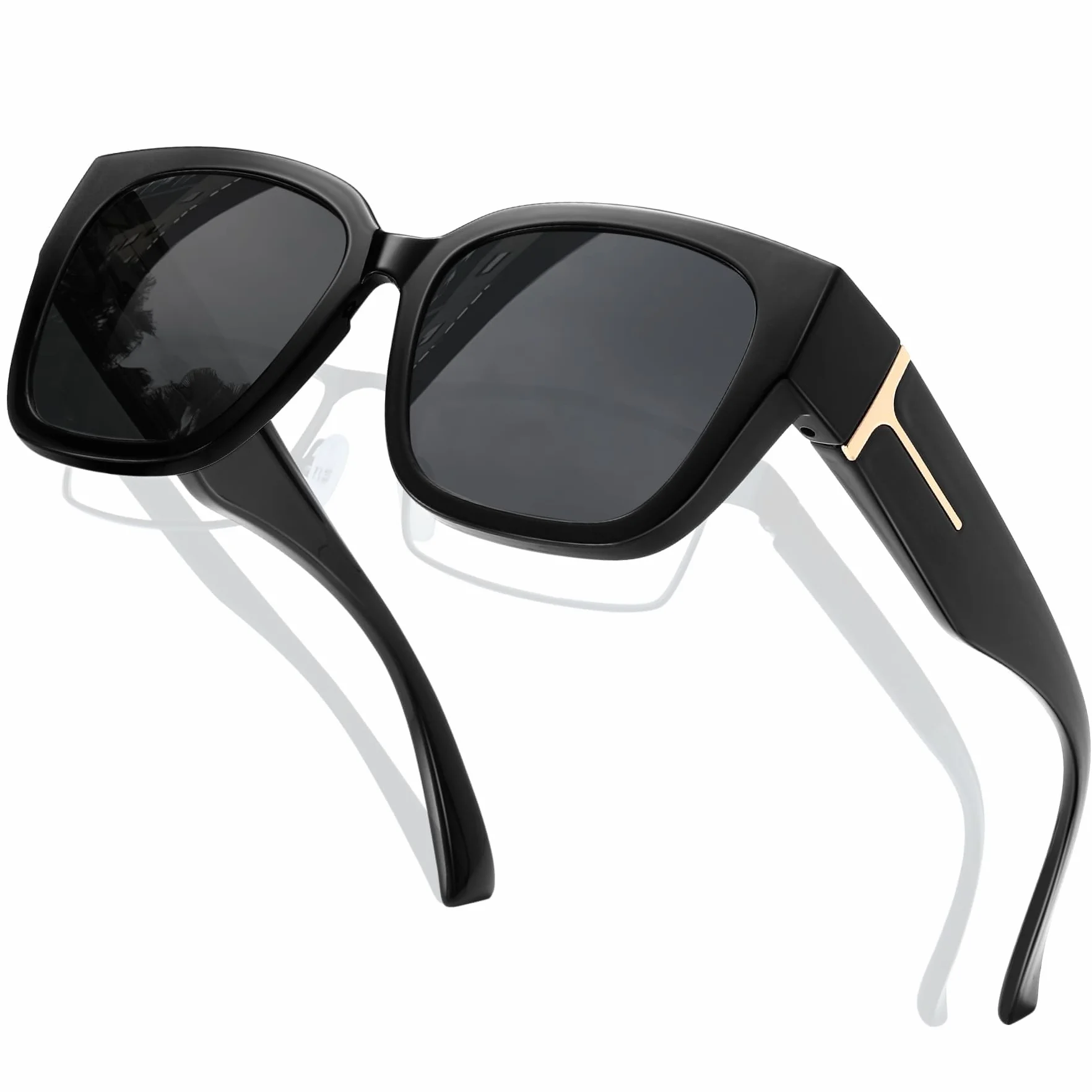 KANASTAL Sovraocchiali da Sole Donna Uomo Polarizzati UV400 Occhiali da Sole Quadrati sopra Occhiali Alla Moda TR90 Fit over Glasses Sunglasses