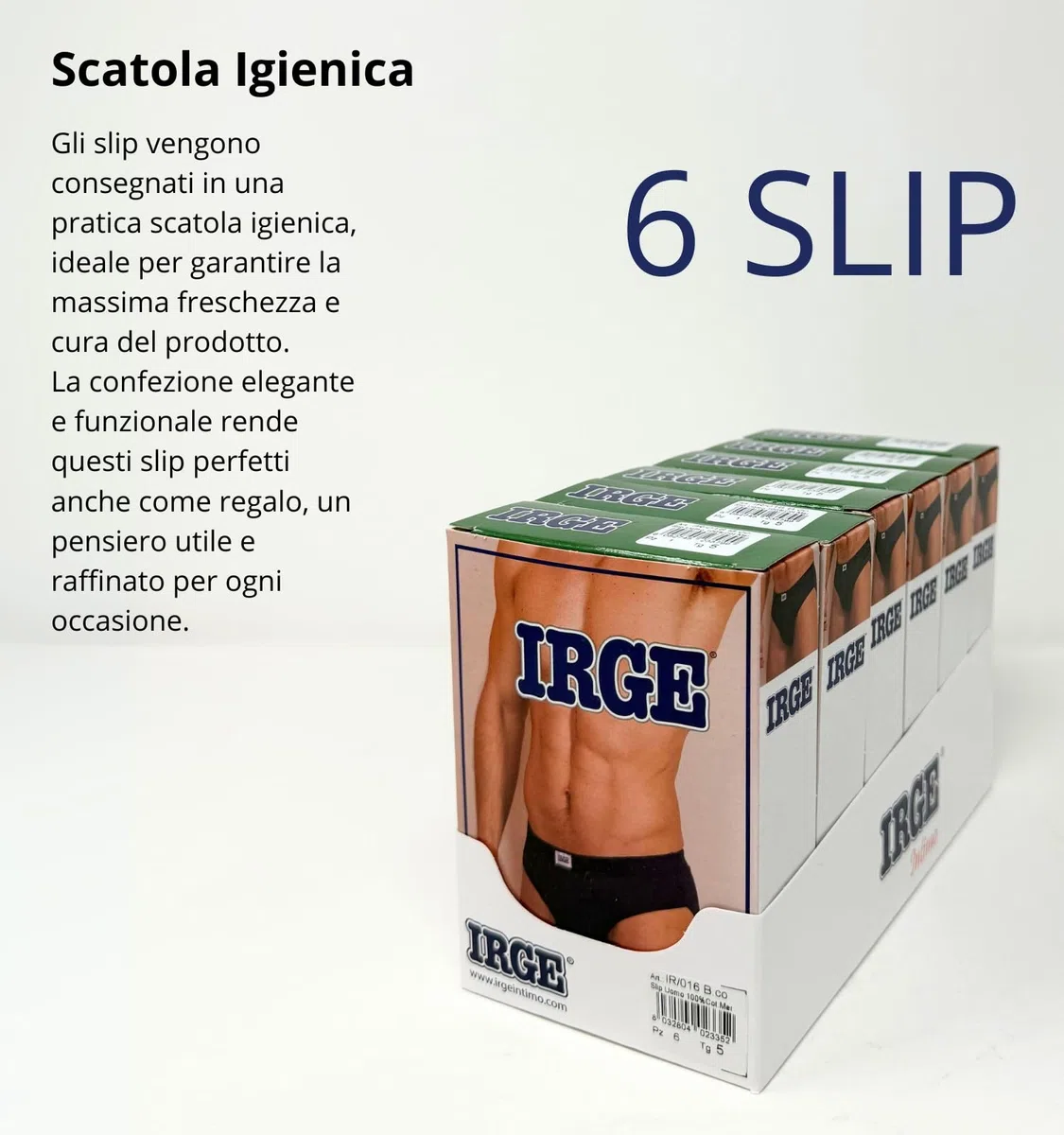 Irge - Slip Uomo Cotone 100% (Pacco da 6) Set di Mutande da Uomo Cotone Bianche e Colorate Intimo Underwear