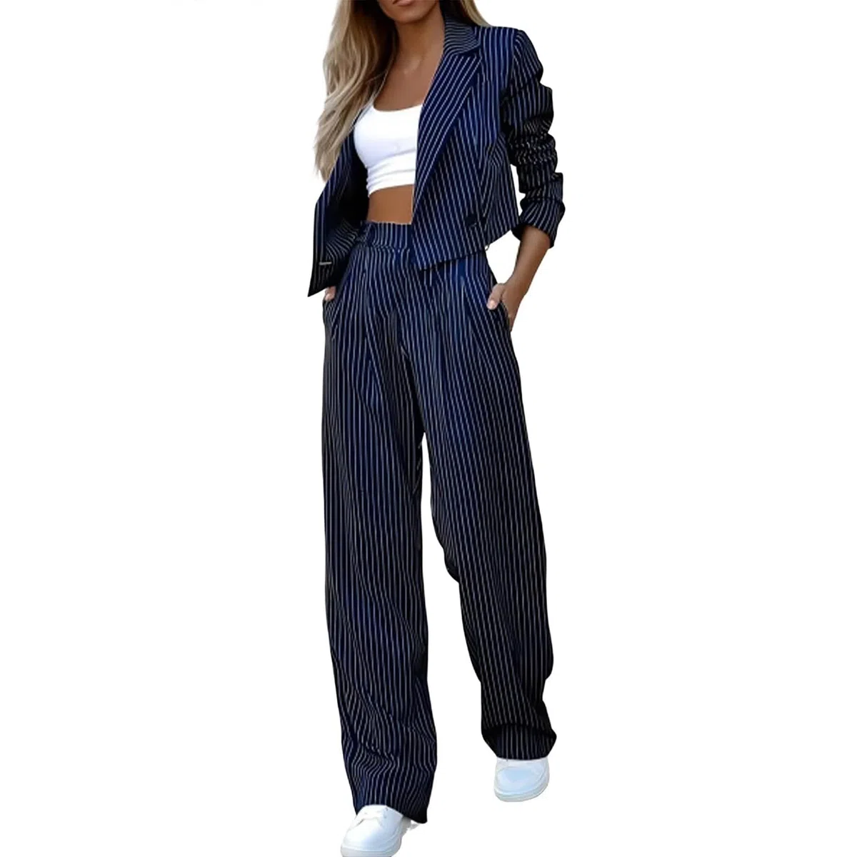 Tailleur Pantalone da Donna Curvy Eleganti da Cerimonia Completo da Donna con Risvolto Ufficio Completa Maniche Lunghe Giacche da Abito Blazer Elegante per La Primavera e L’Estate