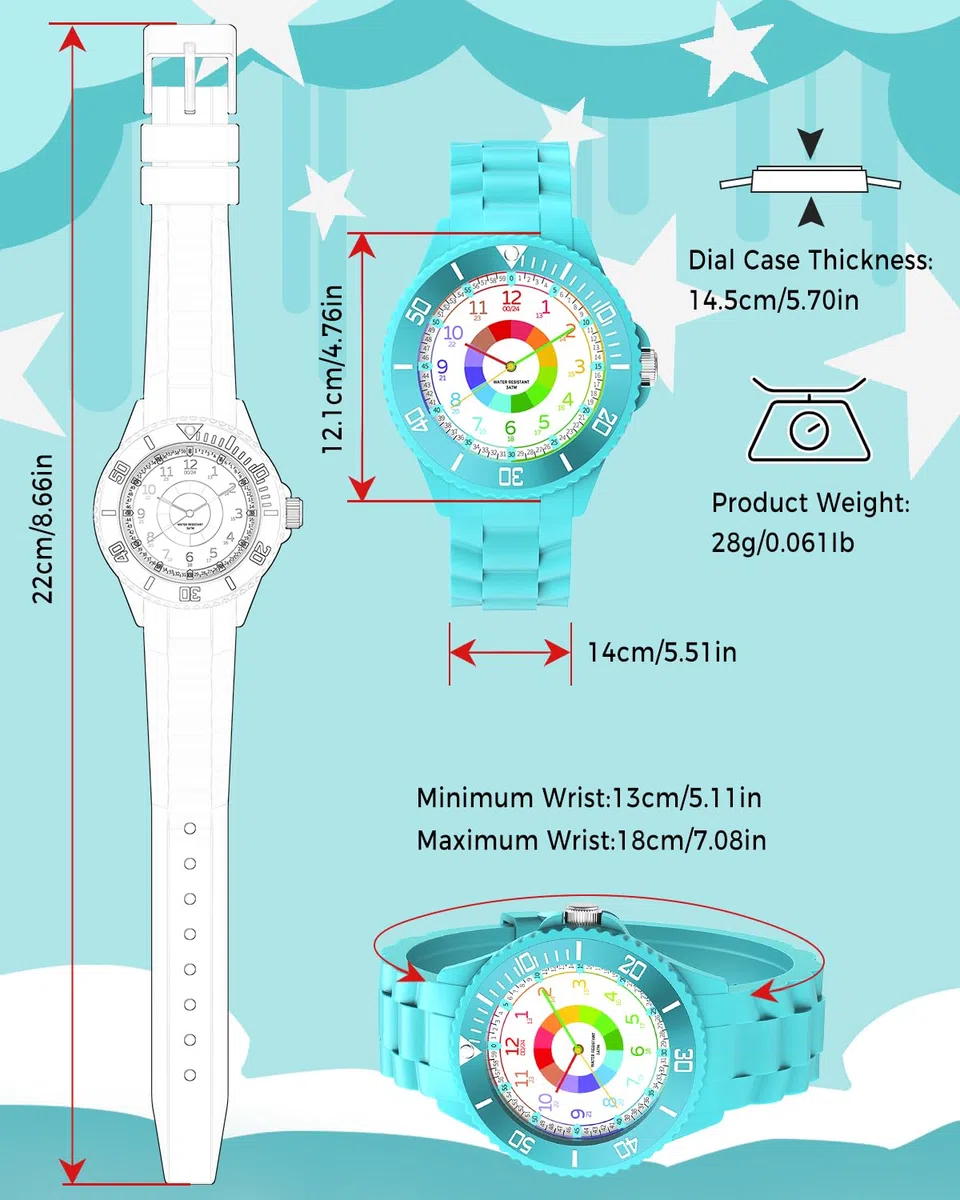 Orologio per Bambino Bambini,Orologio per bambini,Orologio da polso per bambinia,Educativo Orologio Bambina,Orologio Didattico Regalo Bambino,Orologio per bambini da 5 a 18 anni