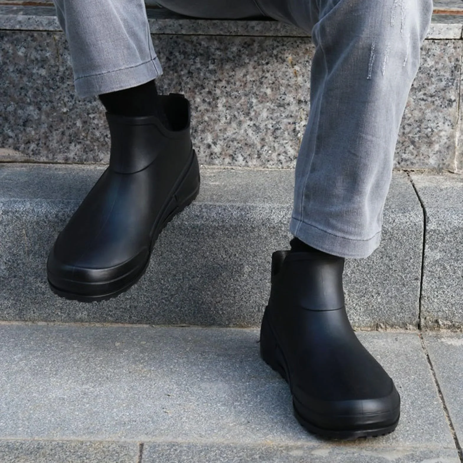 FNKDOR Stivali di gomma da donna, corti, larghi, antiscivolo, impermeabili, alla moda
