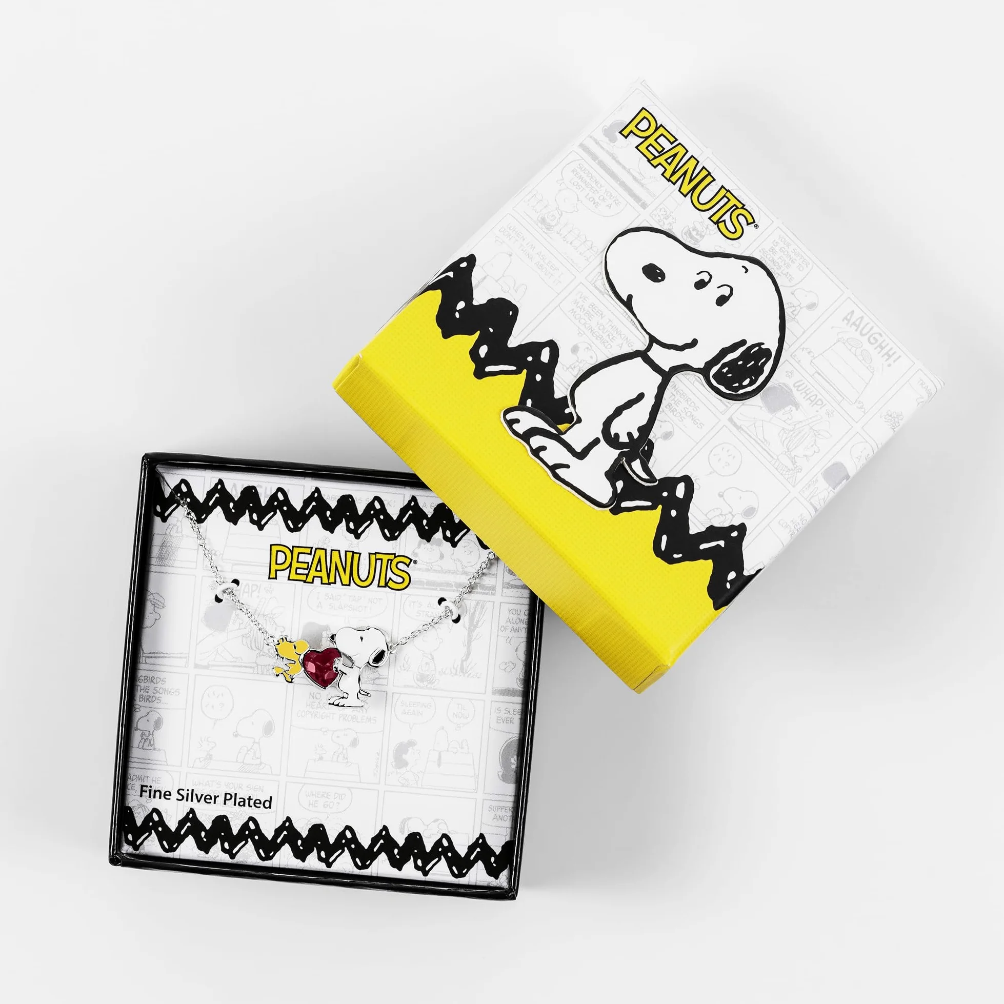 Peanuts Snoopy & Woodstock NF00747SRPL-18.PH - Collana con ciondolo a forma di cuore, Misura unica, Ottone, Nessuna pietra preziosa