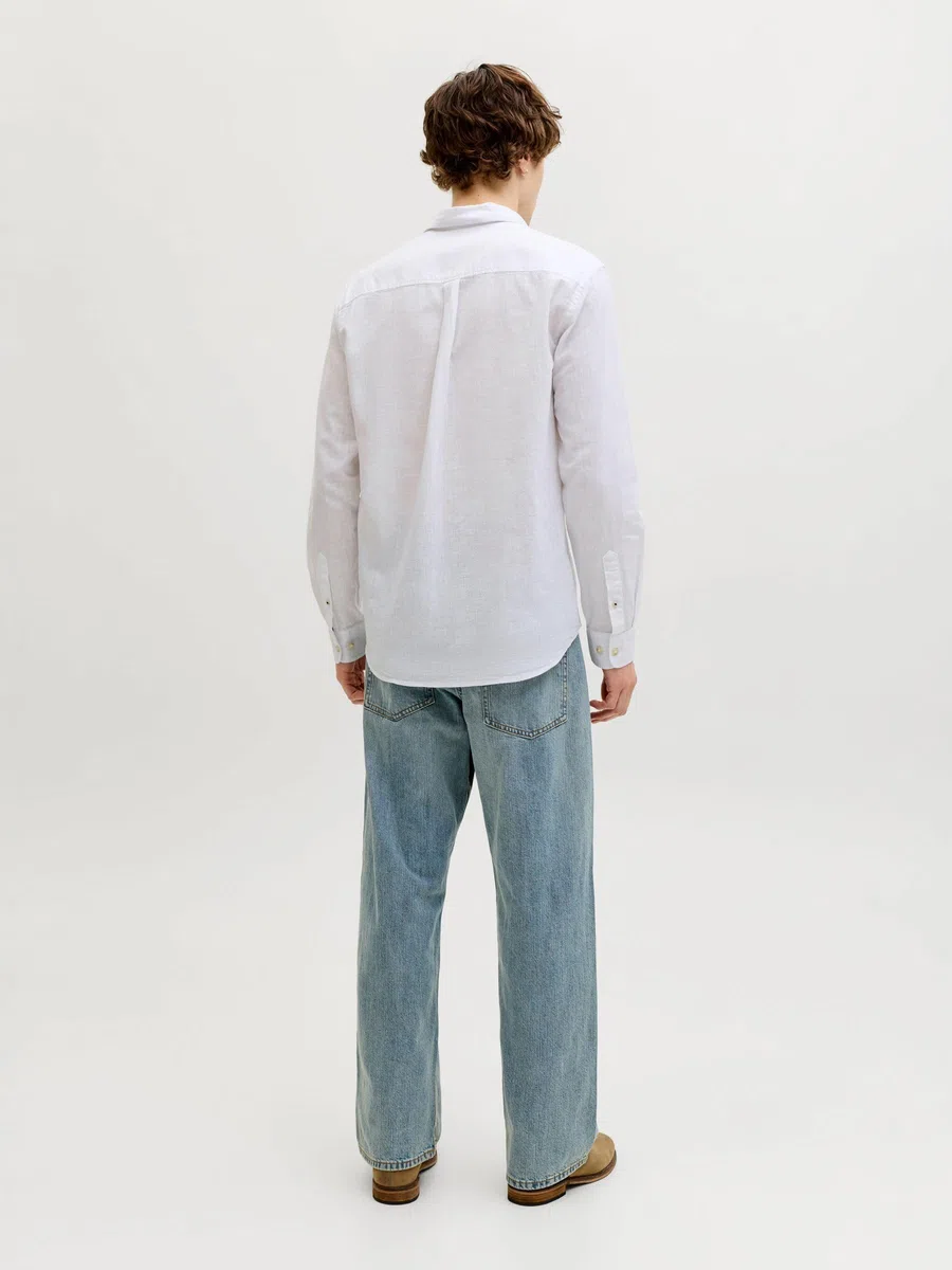 JACK & JONES Jjesummer Linen Blend Shirt L/S SN Uomo
