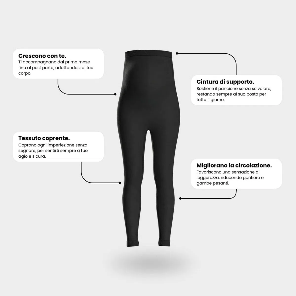 Leggins Solvea Gravidanza,Leggings Premaman Donna,Vita Alta con Supporto,Tessuto Opaco Morbido Elasticizzato,Traspirante,Ideali per Gravidanza,Casa e Yoga