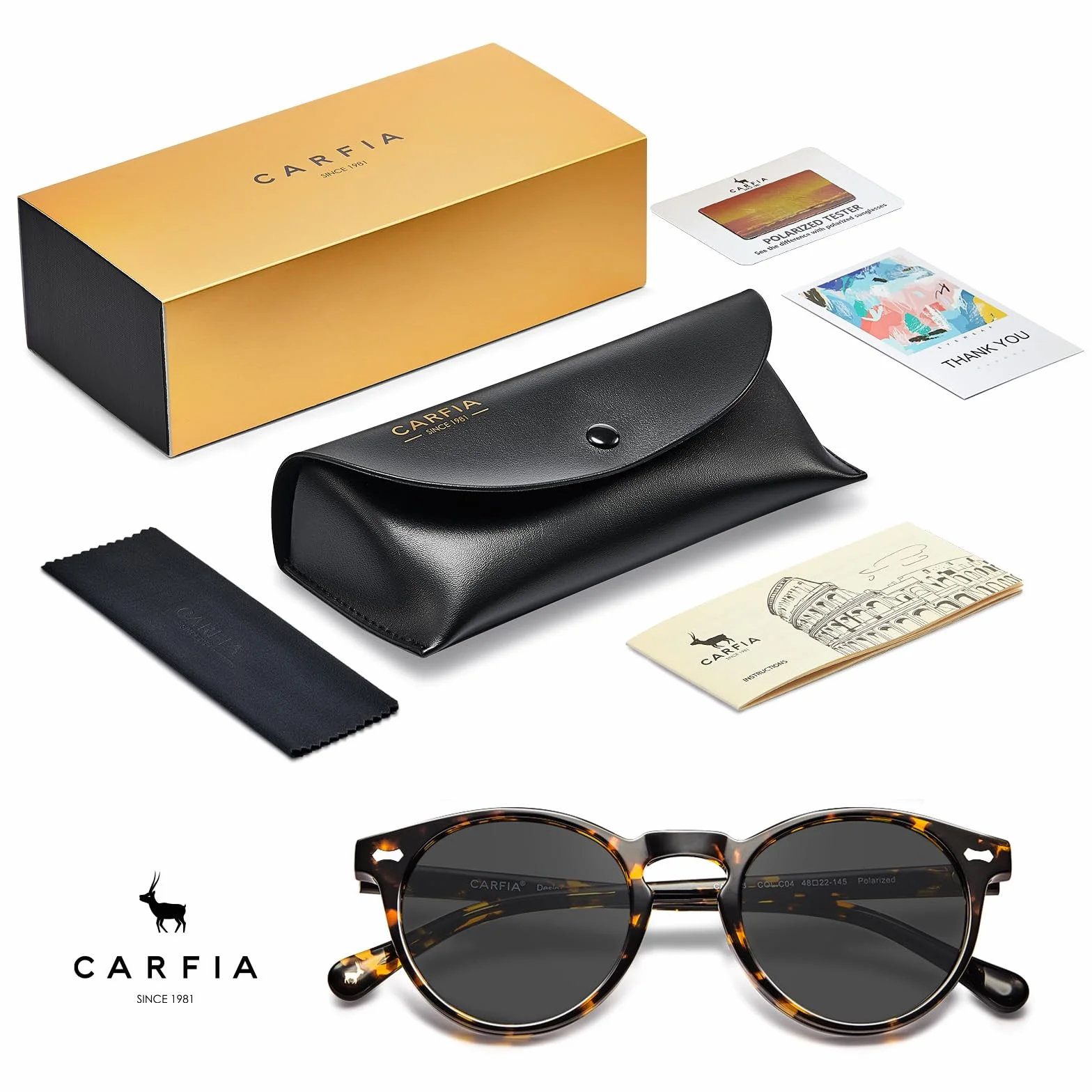 Carfia Retro Rotondi Occhiali da Sole da Donna Polarizzati UV400 Protezione
