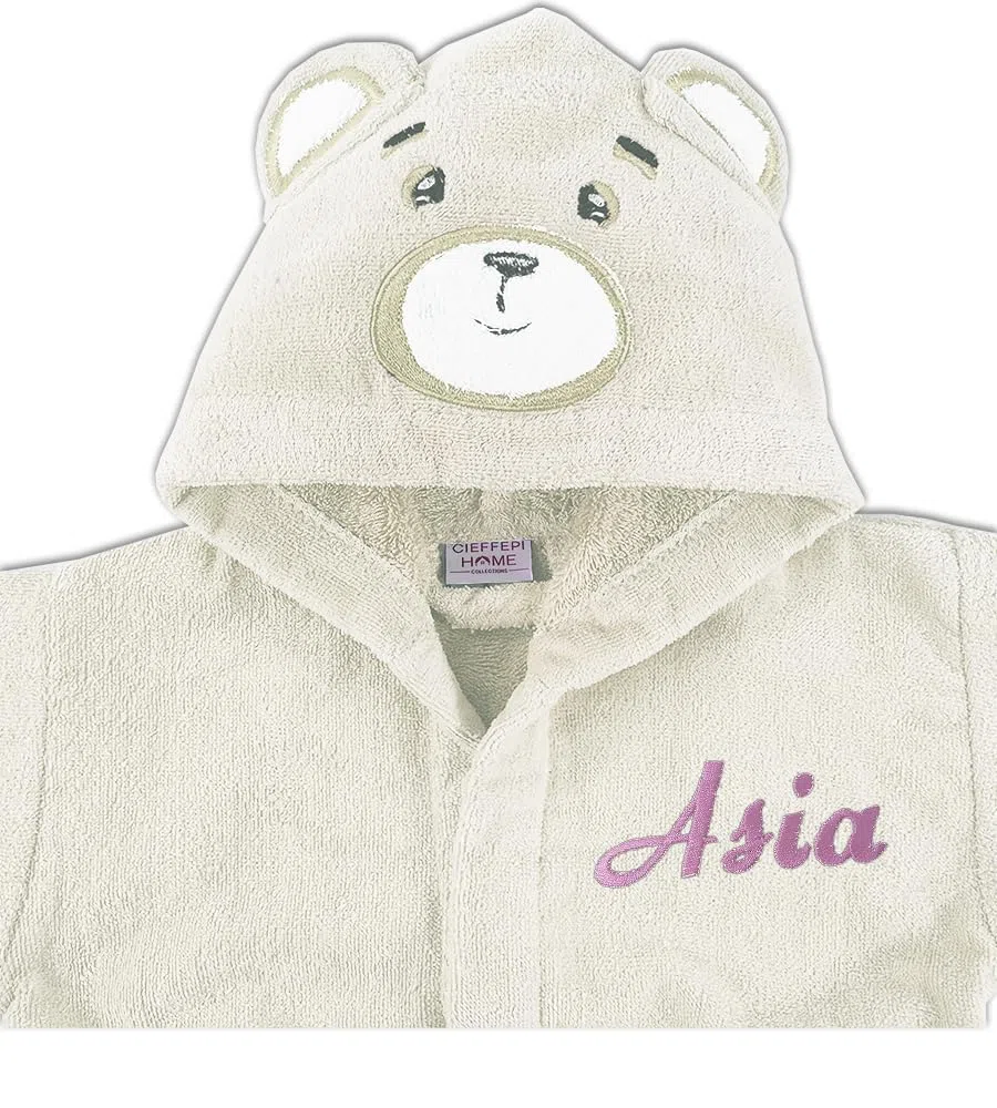 Cieffepi Home Collections TEDDY Accappatoio Bambino Bambina Personalizzabile con cappuccio