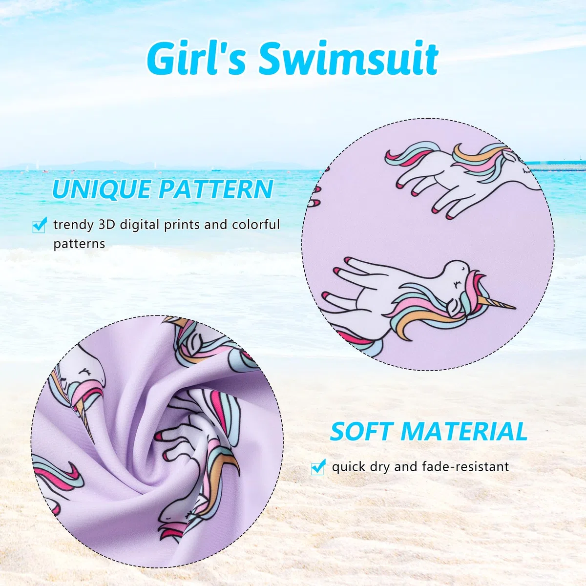 Costume da bagno a maniche lunghe per ragazze, 2 pezzi, ad asciugatura rapida, pantaloncini da spiaggia, costume da bagno estivo per 3-12 anni