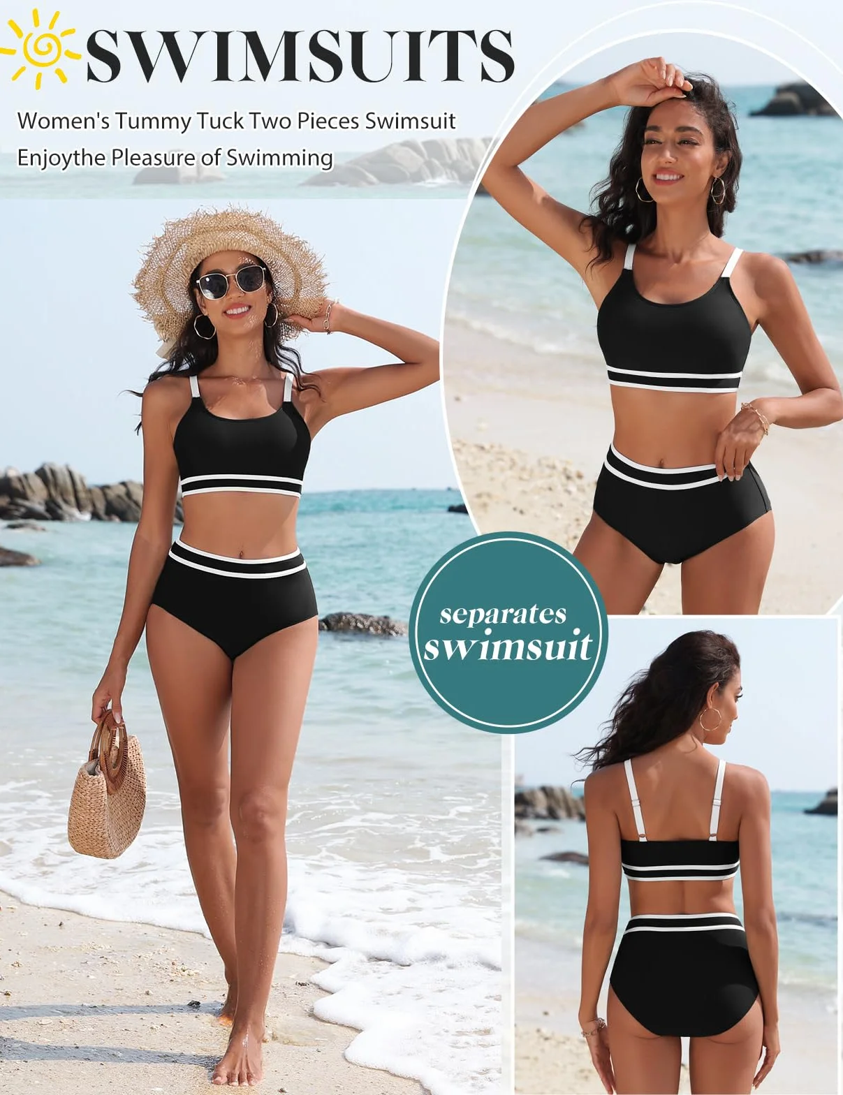 Tuopuda Costume Donna Due Pezzi Push Up Imbottito Reggiseno Costumi da Bagno Bikini Mare a Spiaggia Piscina Curvy Swimwear Regolabile