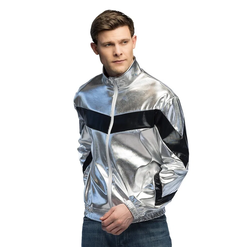 Boland - Giacca effetto metallizzato, giacca da allenamento per donna e uomo in stile retrò, costume di gruppo per feste a tema, carnevale