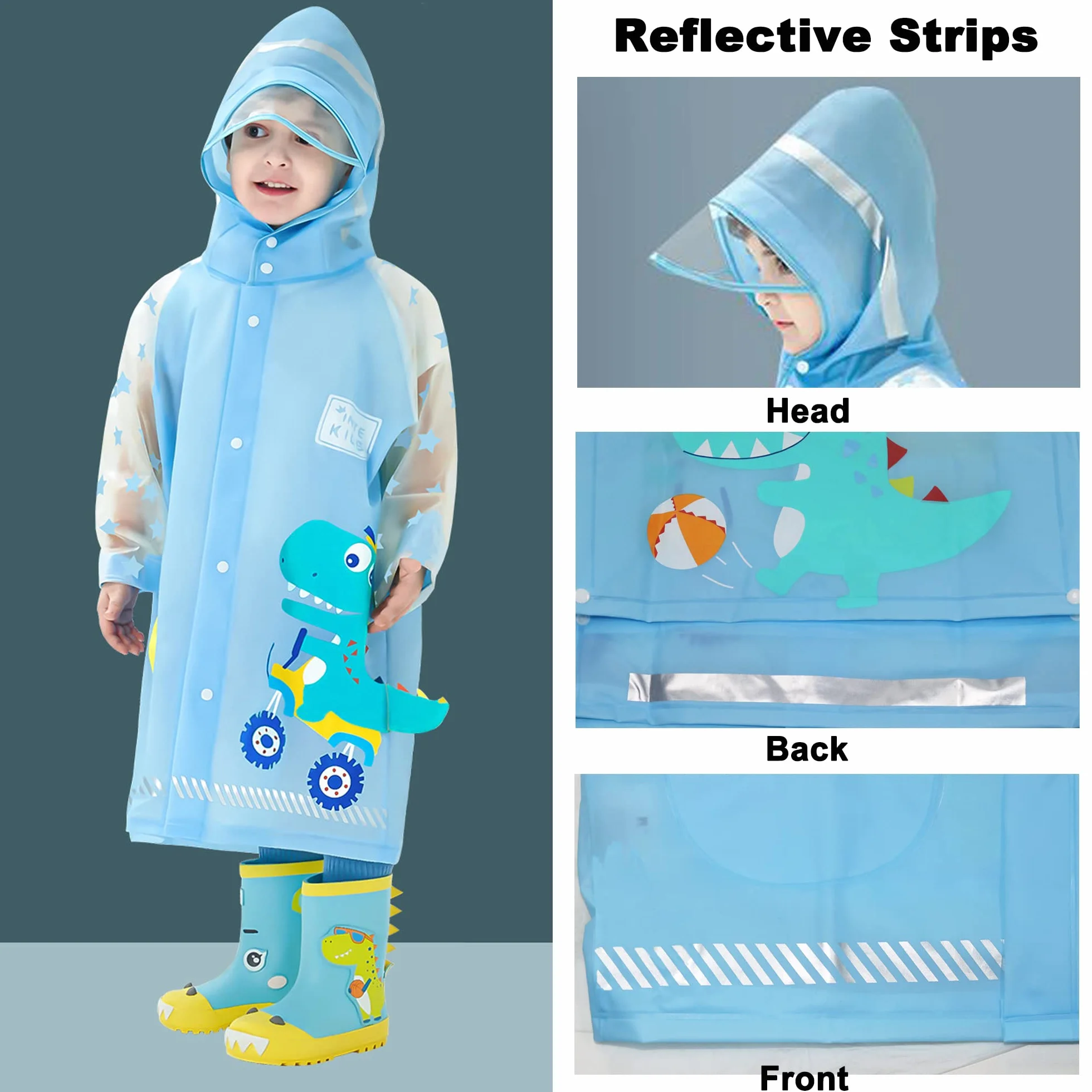 Fewlby Giacche Impermeabili Bambini Giacche da Pioggia Ragazzi Ragazze Poncho Impermeabile Cappotto di Pioggia con Cappuccio in cartone animato Mantella Pioggia 1-14 Anni