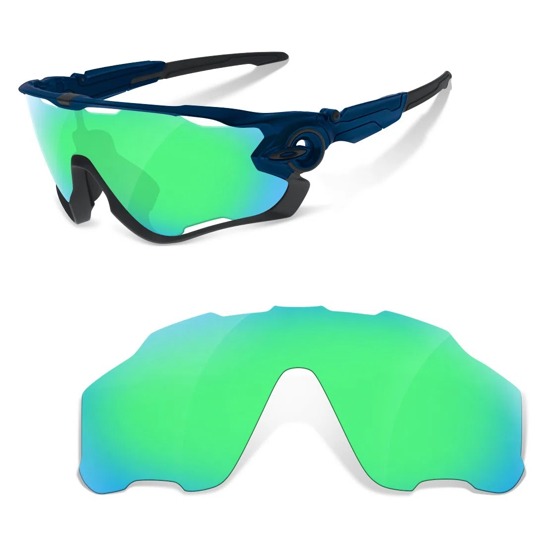 Lenti di ricambio compatibili per Oakley Jawbreaker, super duro verde zaffiro, Zaffiro/Verde, Talla única