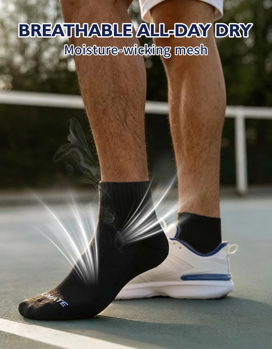 CLOSEMATE 6 Paia Calze Corte Uomo di Cotone Calzini Sportivi in Spugna per Corsa Quarter Running Socks