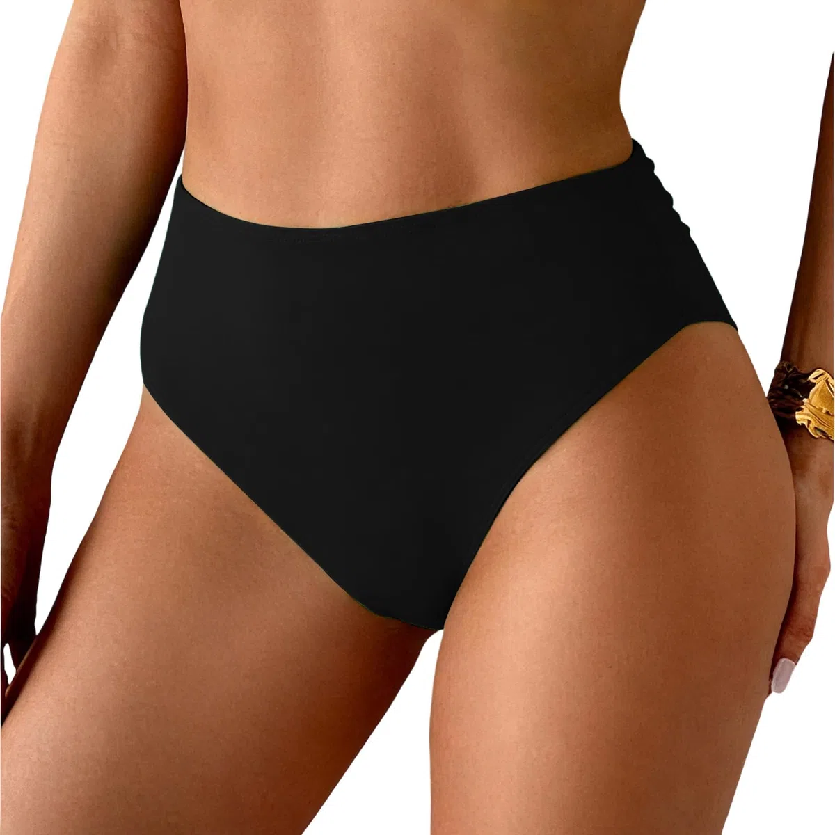 Bikini Slip da Donna Fondo Bikini Triangolo Classic Ruched Pezzo sotto con Taglio Brasiliano Bikini Slip da Donna，Nero，