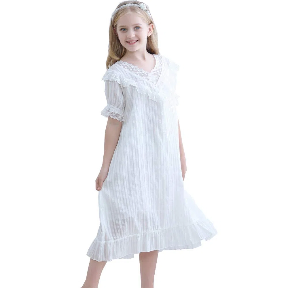 Camicia da notte vittoriana per bambine, vestito da notte da principessa, per bambine dai 3 ai 12 anni