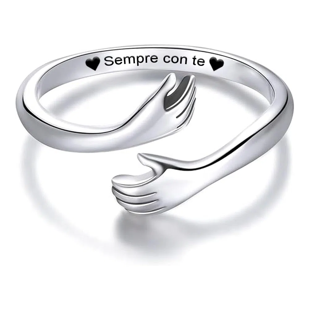 Anello da Donna in Argento Sterling 925 Anello Ispirazionale e d'amore per Moglie Figlia Mamma Fidanzata Amica Dimensione Regolabile Anelli