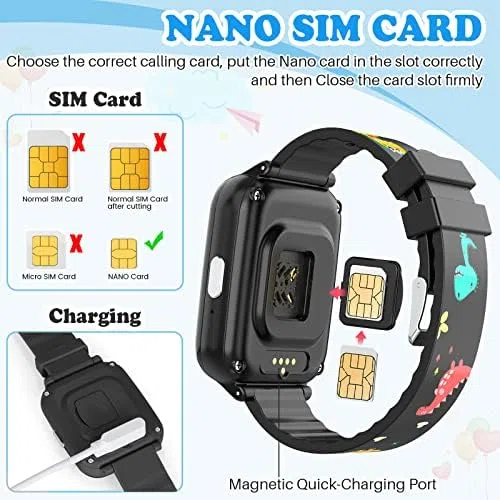OKYUK 4G smartwatch per bambini, GPS tracker multipli stili desktop tra cui scegliere, chiamate bidirezionali, abilità dell'immagine, SOS, WLAN, touch screen impermeabile per 4-12 ragazzi e ragazze