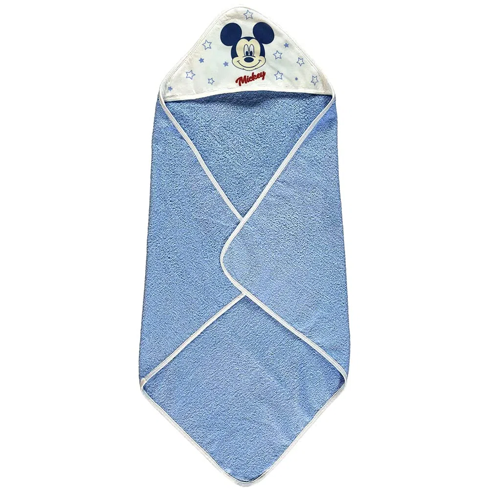 Ellepi Accappatoio Triangolo Neonato Disney Baby Cotone Spugna Bambino Bambina Topolino Minnie Bagnetto Mesi Anni Regalo Nascita Asciugamano Fasciatoio Bimbi (Blu)