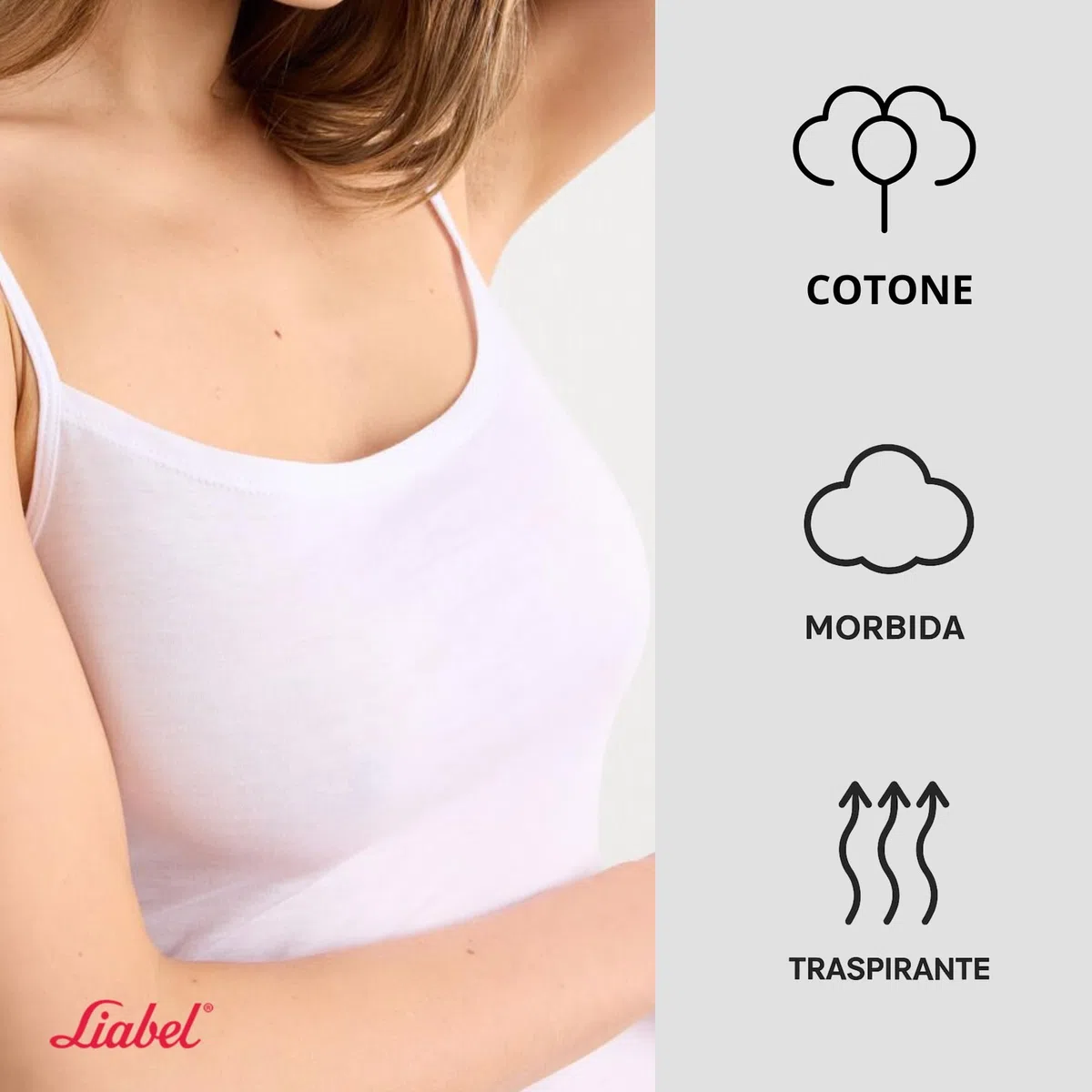 Liabel Set 3 Canotte Donna, 100% Cotone, vestibilità Perfetta, Canottiera Elegante per Tutte Le Stagioni