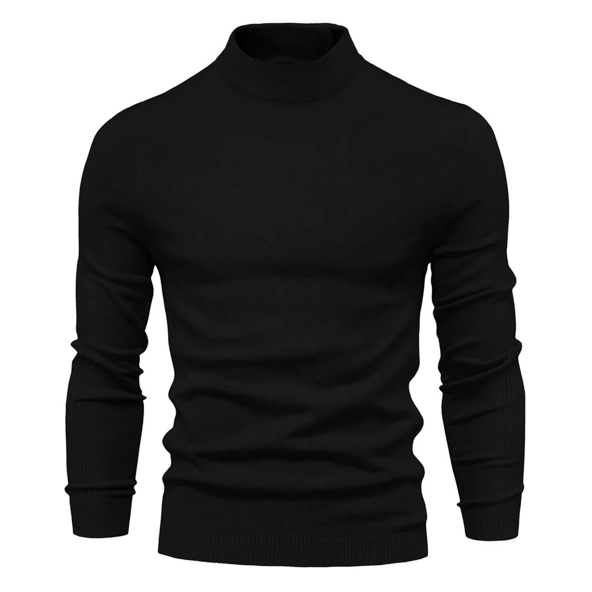 Maglione Invernale da Uomo con Colletto Caldo e Spesso Maglione Lavorato a Maglia Multicolore da Uomo-Nero-XL Adatto per 75-82 kg
